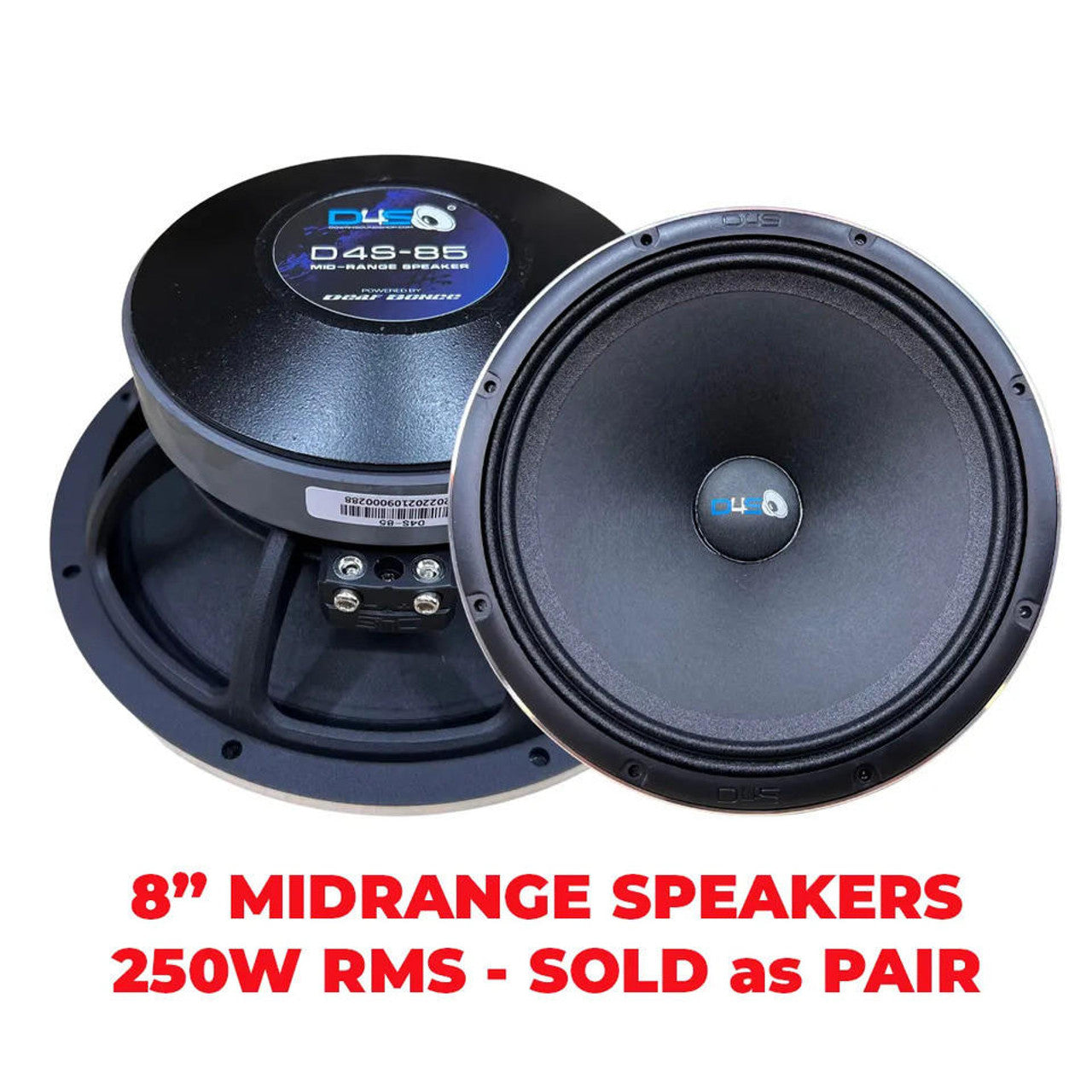 Down4Sound D4S-85 8" 250W RMS Midrange Speakers (Pair)