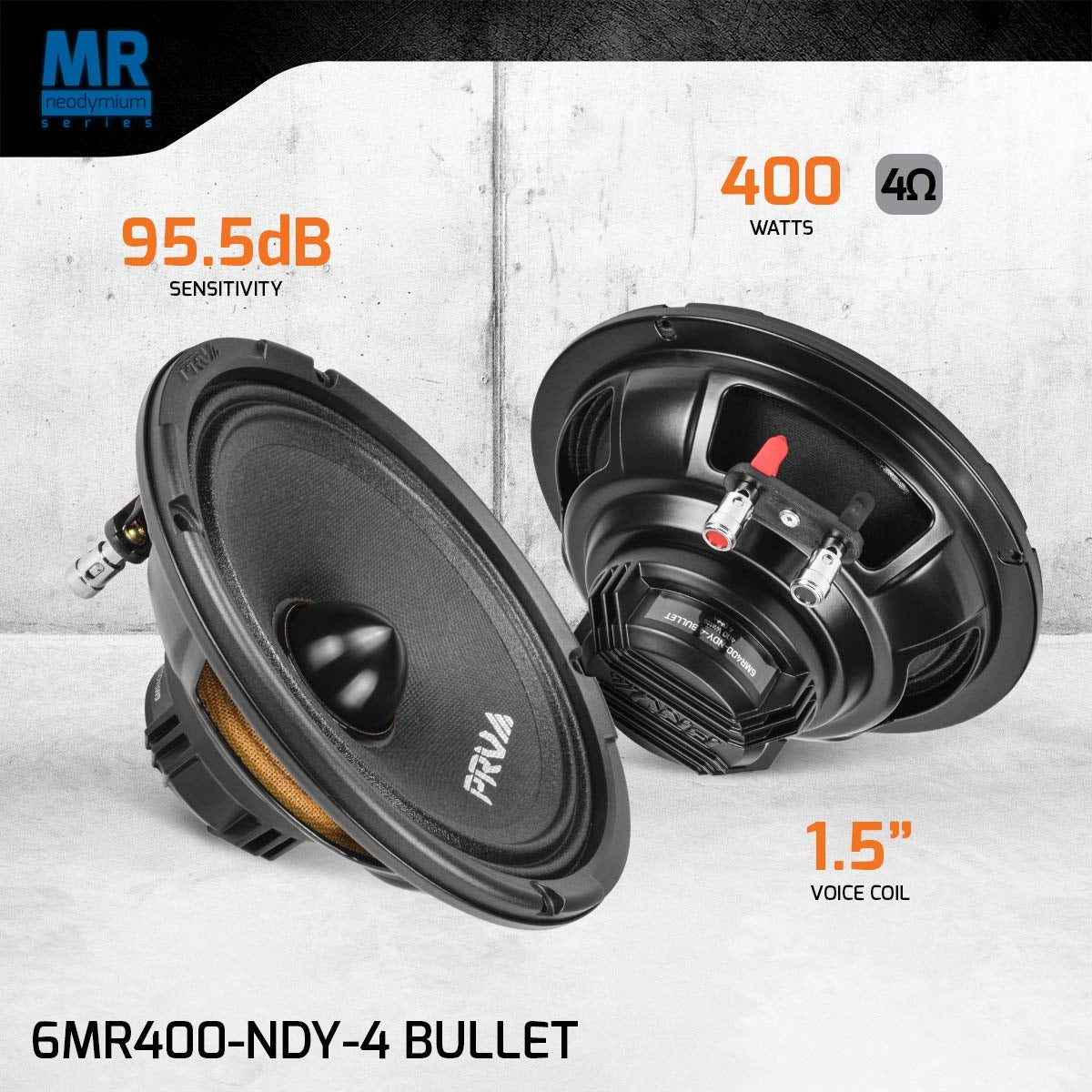 PRV Audio 6MR400-NDY-4 | 6.5" 400W Neodymium Bullet Midrange Speaker