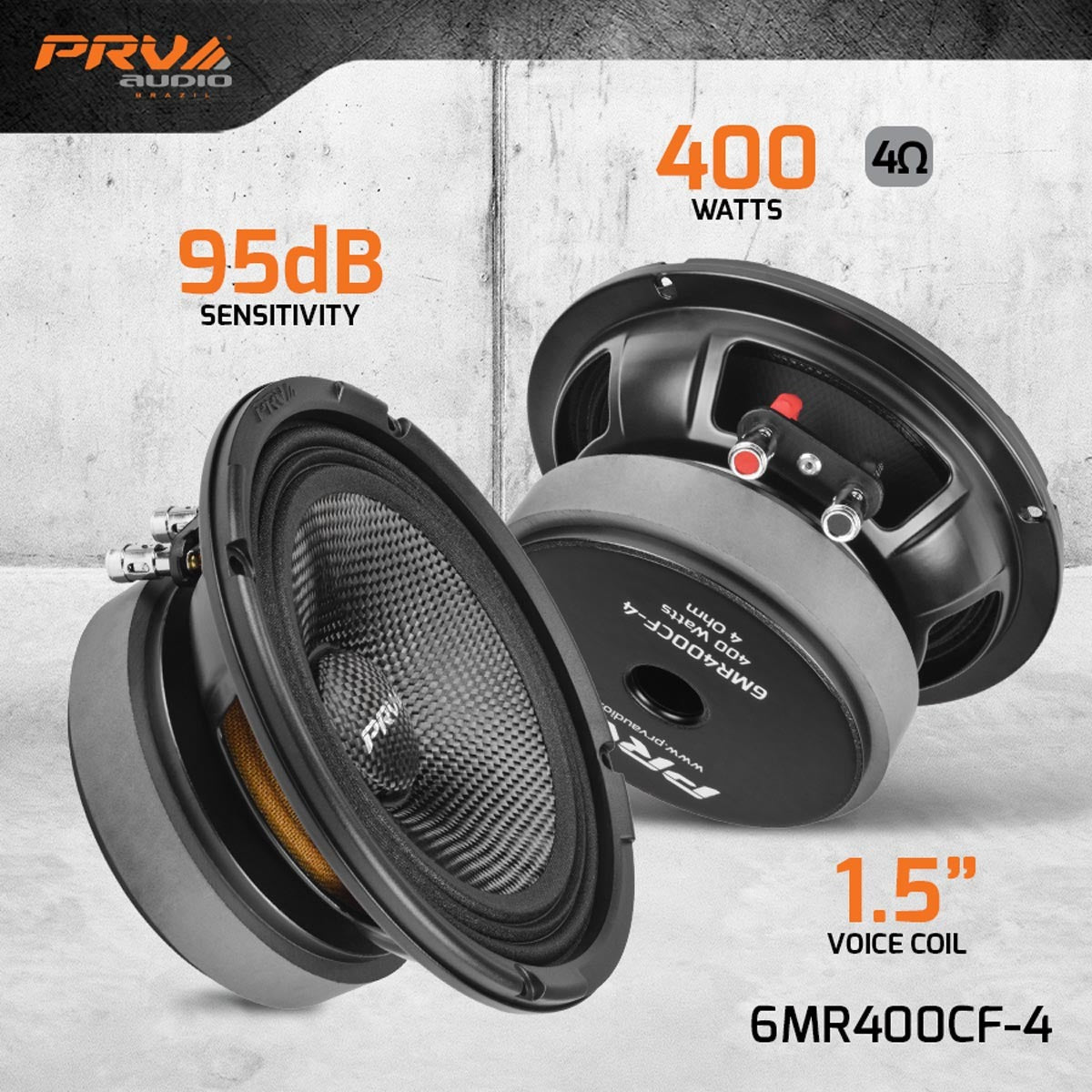 PRV Audio 6MR400CF-4 | 6.5" 400W Midrange Speaker (Single)
