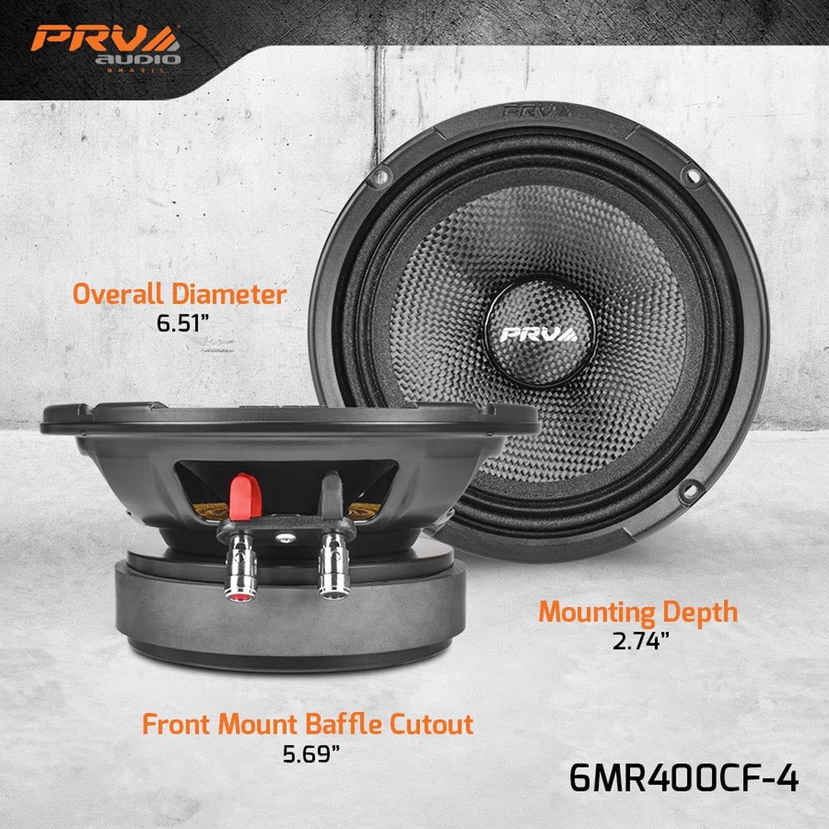 PRV Audio 6MR400CF-4 | 6.5" 400W Midrange Speaker (Single)