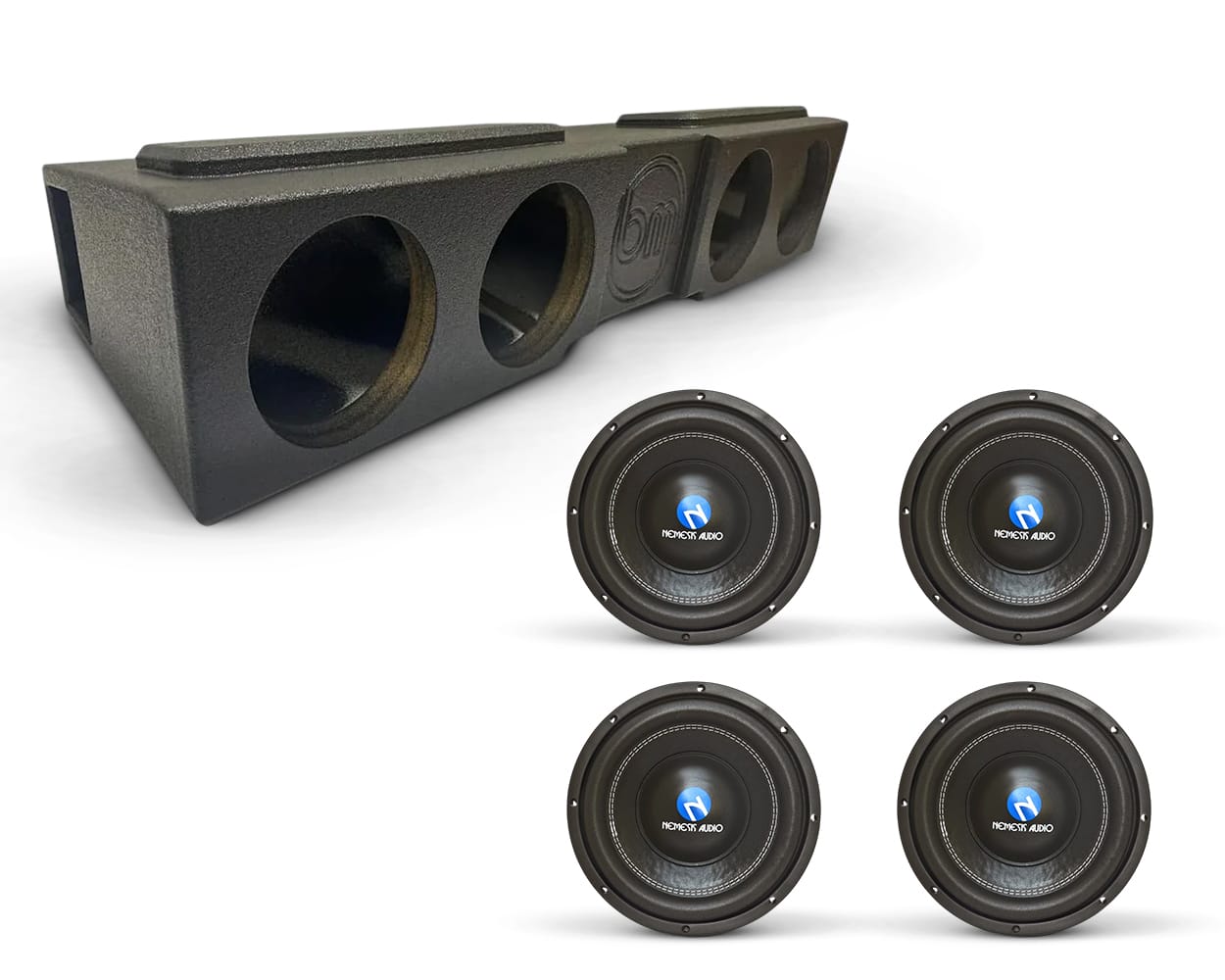 (4) Nemesis Audio NA-8E v2 & Chevy Crew Cab 07-18 Quad 8" Subwoofer Bass Combo