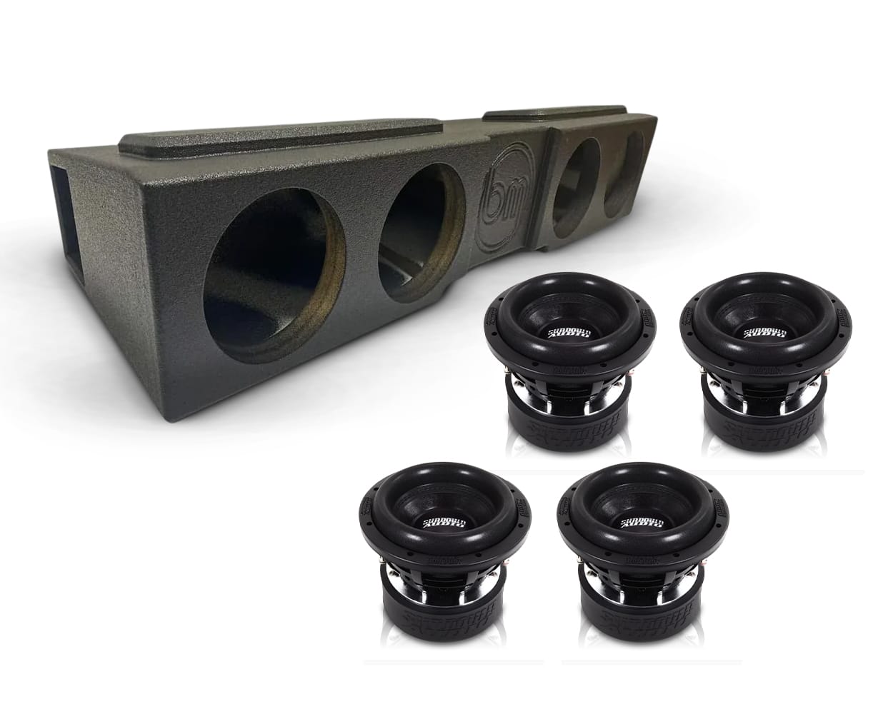 (4) Sundown SA8 v.3 & Chevy Crew Cab 07-18 Quad 8" Subwoofer Bass Package