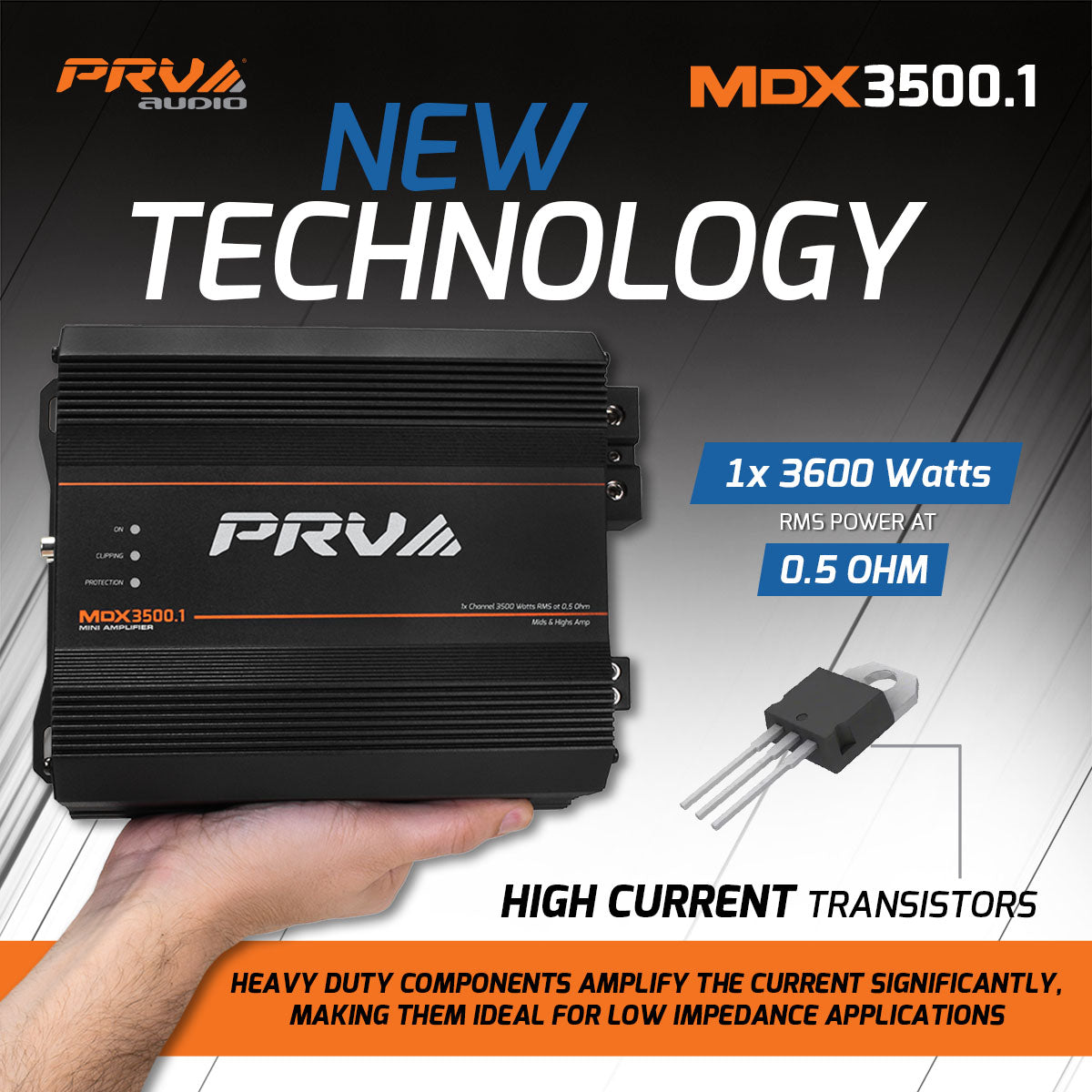 PRV Audio MDX3500.1 | 3500W RMS Full Range Monoblock Amplifier 0.5 Ohm