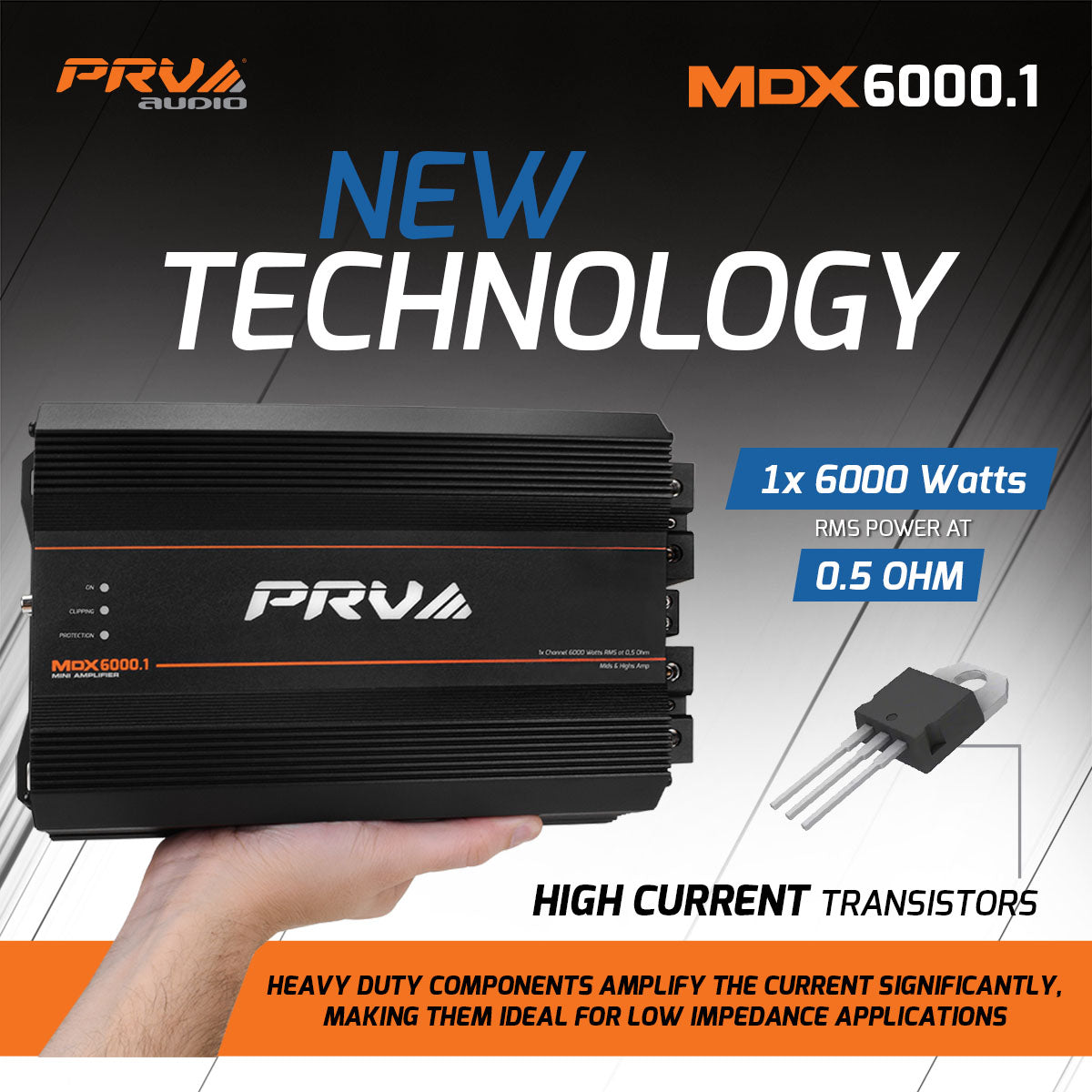PRV Audio MDX6000.1 | 6000W RMS Full Range Monoblock Amplifier 0.5 Ohm