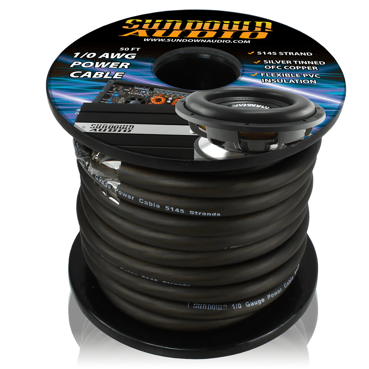 Sundown Audio 1/0 50' Tinned OFC Oxygen Free Copper Power Cable