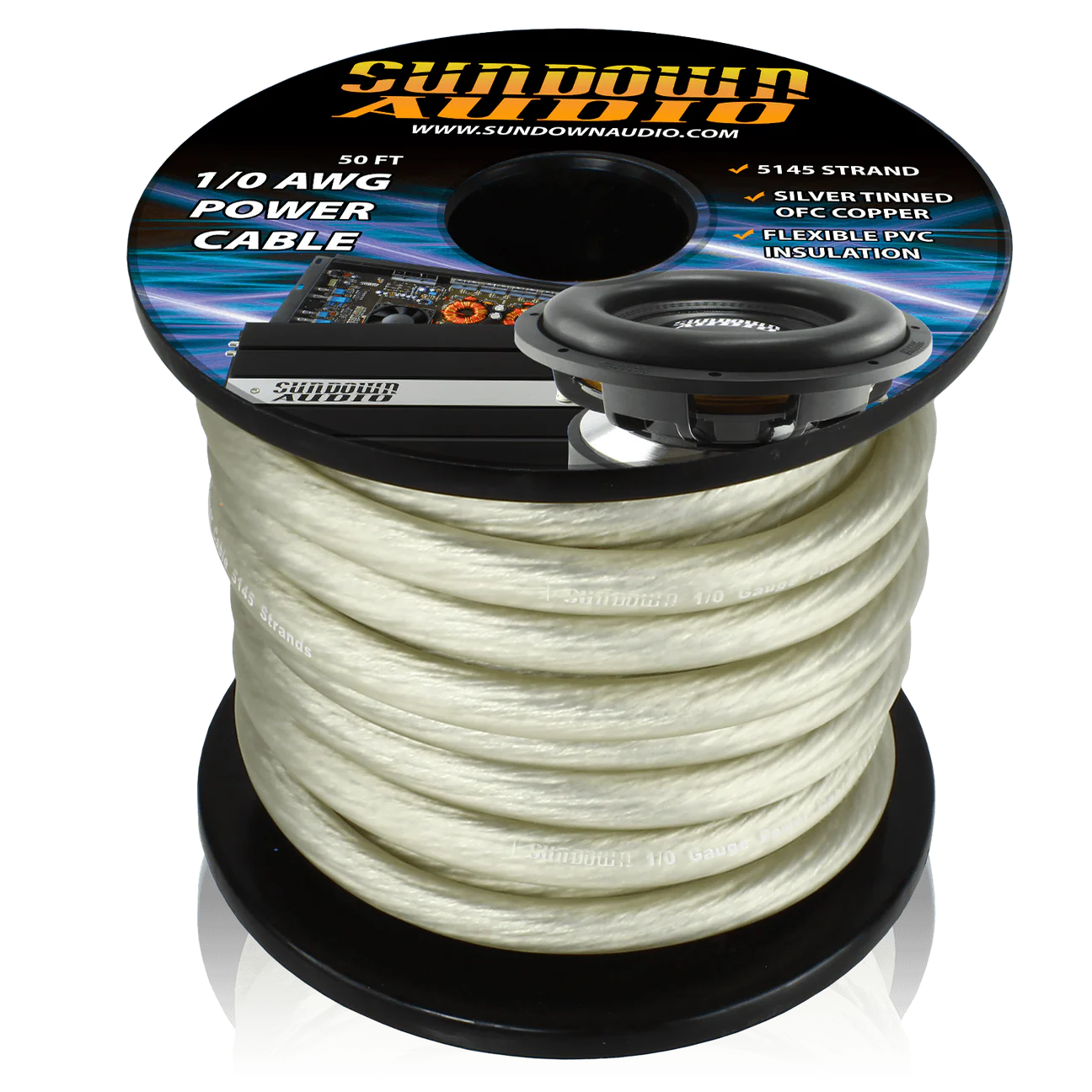 Sundown Audio 1/0 50' Tinned OFC Oxygen Free Copper Power Cable
