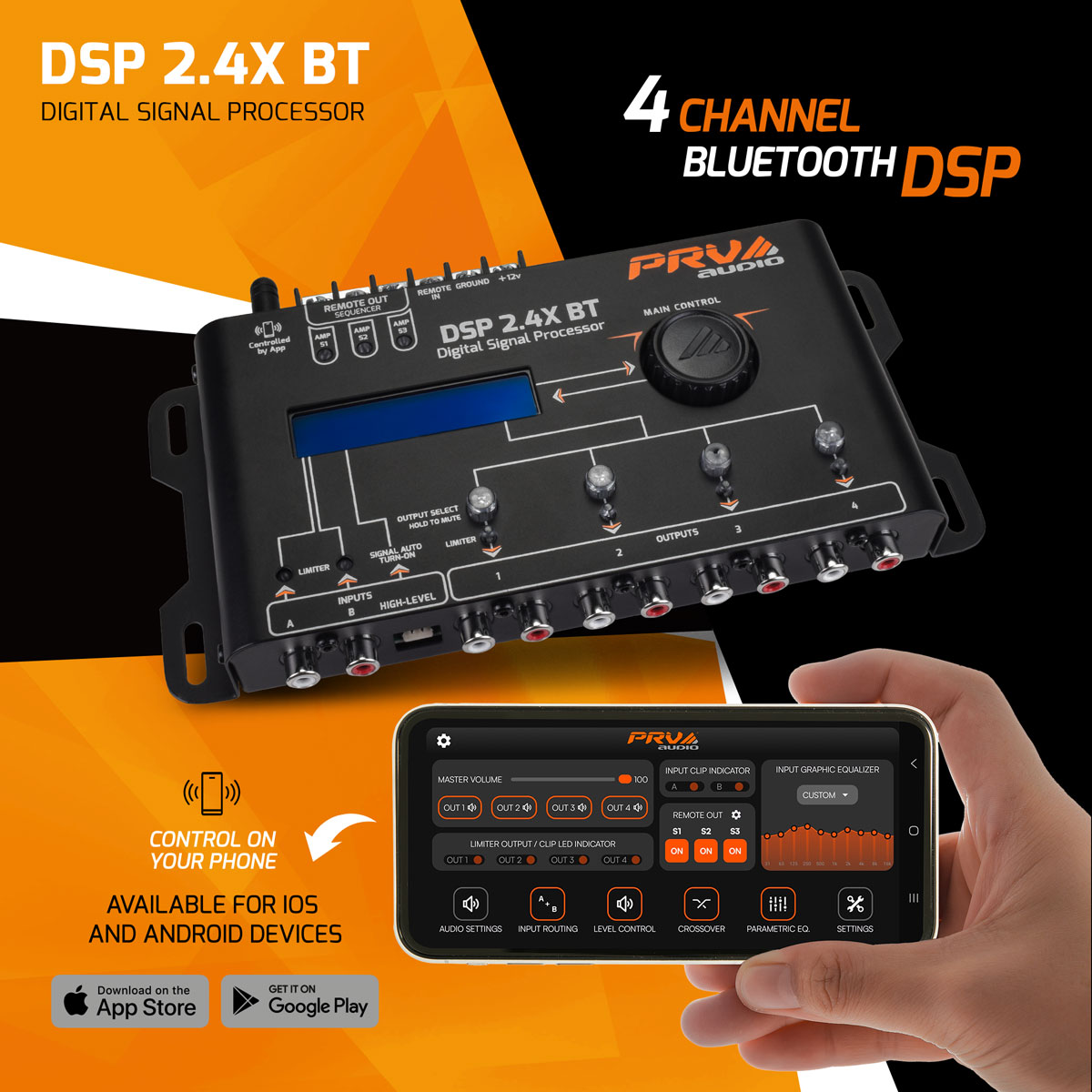 PRV Audio DSP-2.4XBT 4-Channel Bluetooth Digital Signal Processor