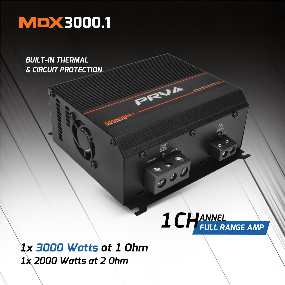 PRV Audio MDX3000.1 | 3000W RMS Full Range Monoblock Amplifier 1-Ohm