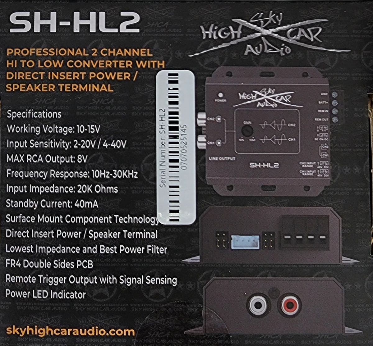 Sky High Car Audio SHCA-SH-HL2 | 2-Channel Hi To Low Converter