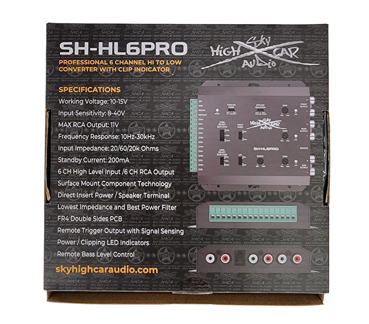 Sky High Car Audio SHCA-SH-HL6PRO | 6-Channel Hi To Low Converter with Remote Bass Control