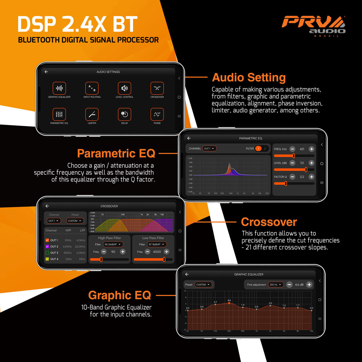 PRV Audio DSP-2.4XBT 4-Channel Bluetooth Digital Signal Processor