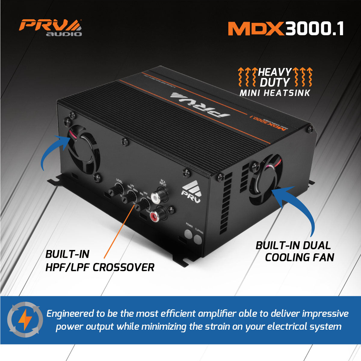 PRV Audio MDX3000.1 | 3000W RMS Full Range Monoblock Amplifier 1-Ohm