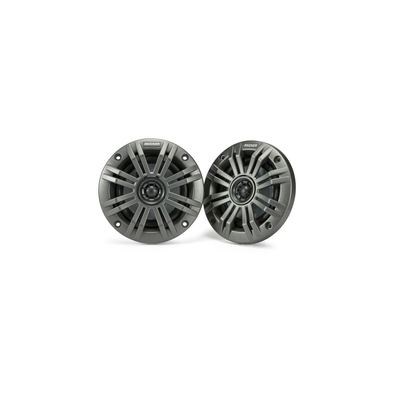Kicker KM44 | 4" Marine Coaxial Speakers 4-Ohm - Charcoal & White Grilles (Pair)