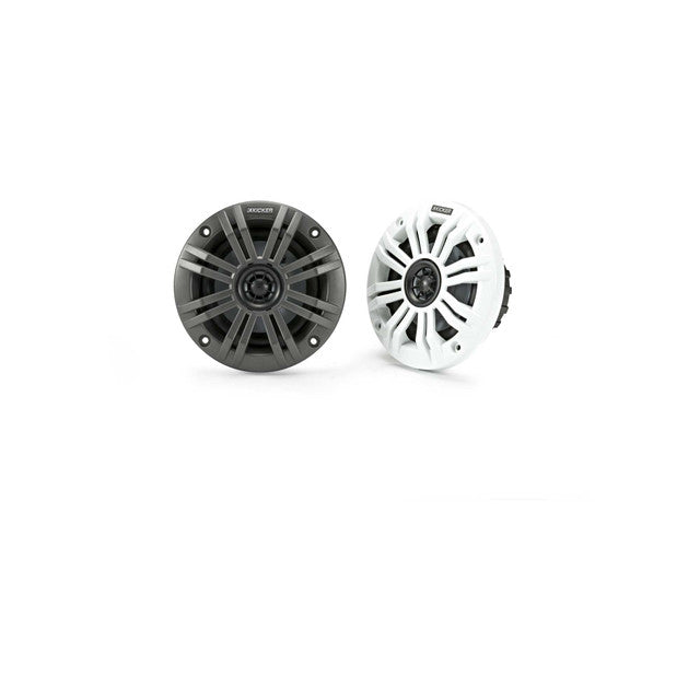 Kicker KM44 | 4" Marine Coaxial Speakers 4-Ohm - Charcoal & White Grilles (Pair)