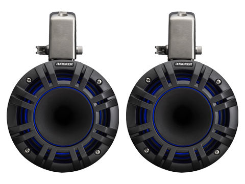 Kicker KMTCXL65 | 6.5" Marine Wakeboard Tower Speakers w/ RGB Lighting - Black (Pair)