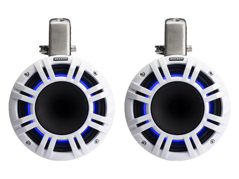 Kicker KMTCXL8W 8" Marine Wakeboard Tower Speakers w/ RGB Lighting - White (Pair)