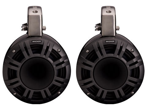 Kicker KMTCXL8 | 8" Marine Wakeboard Tower Speakers w/ RGB Lighting - Black (Pair)