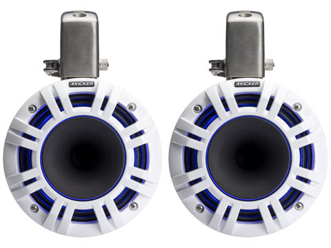 Kicker KMTCXL65W 6.5" Marine Wakeboard Tower Speakers w/ RGB Lighting - White (Pair)