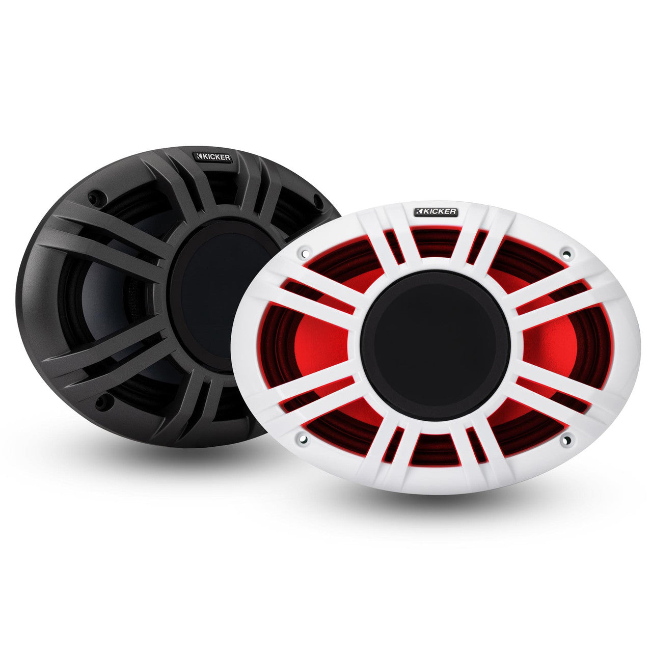 Kicker KMXL69 | 6"x9" KMXL Horn RGB LED Marine Coaxial Speakers 4-Ohm (Pair)