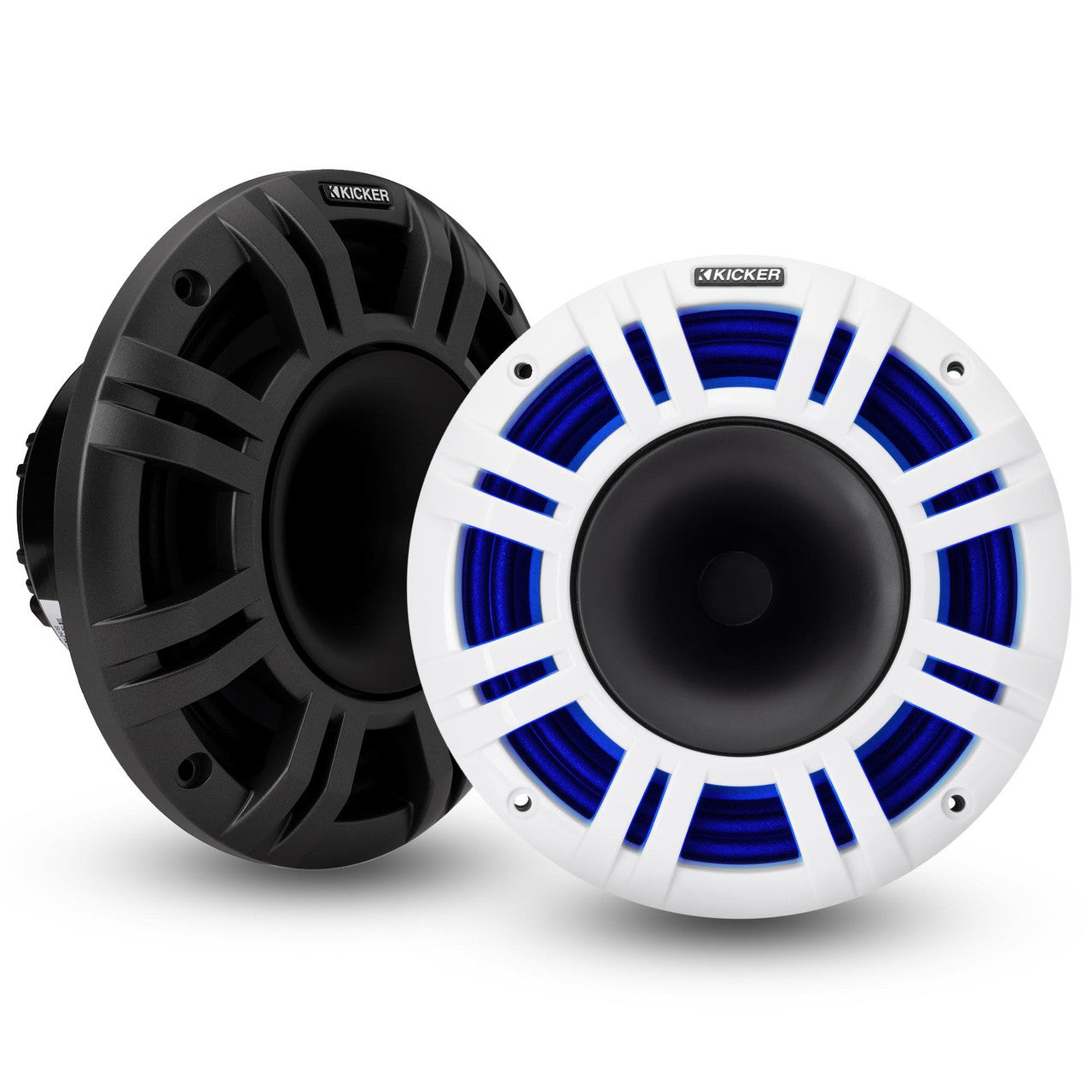 Kicker KMXL8 | 8" KMXL Horn RGB LED Marine Coaxial Speakers 4-Ohm (Pair)