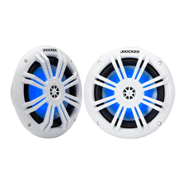 Kicker KM604WL 6.5" Marine Coaxial Speakers w/ RGB Lighting 4-Ohm (Pair)