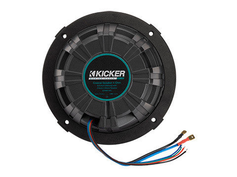 Kicker KM614FL 6.5" Thin-Mount RGB LED Marine Coaxial Speakers 4-Ohm - White & Silver Grilles (Pair)