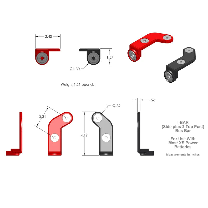 XS Power 555 I-BAR Multi Top Post and Side Terminal Adaptor