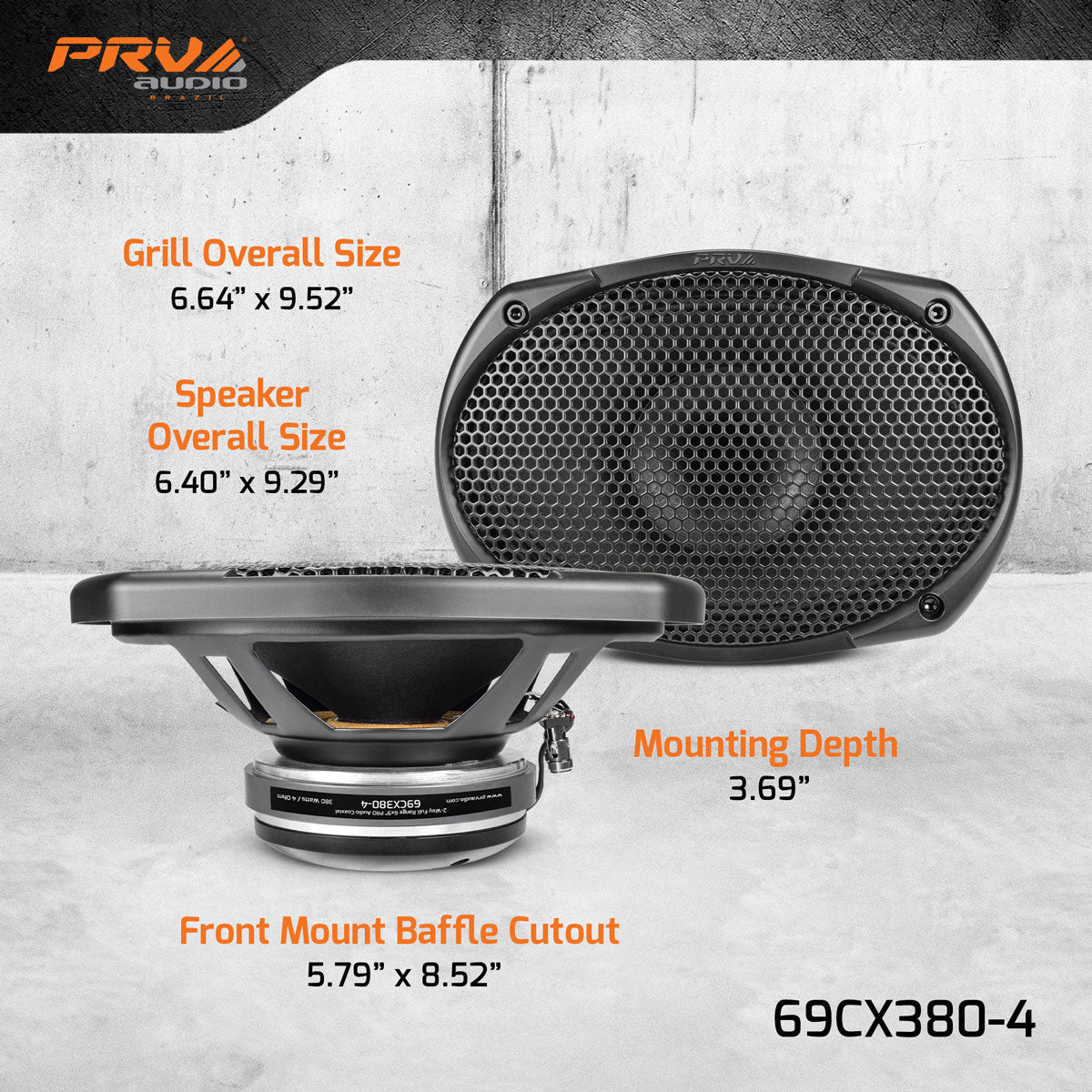 PRV Audio 69CX380-4 | 6"x9" 380W RMS Coaxial Speaker (Single)