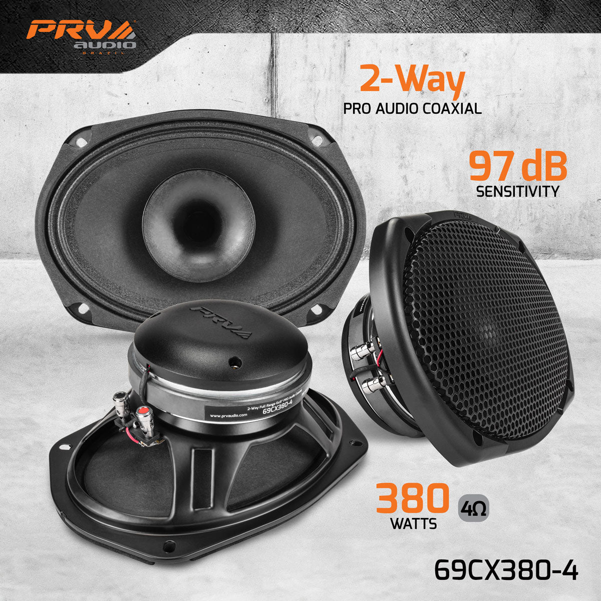 PRV Audio 69CX380-4 | 6"x9" 380W RMS Coaxial Speaker (Single)