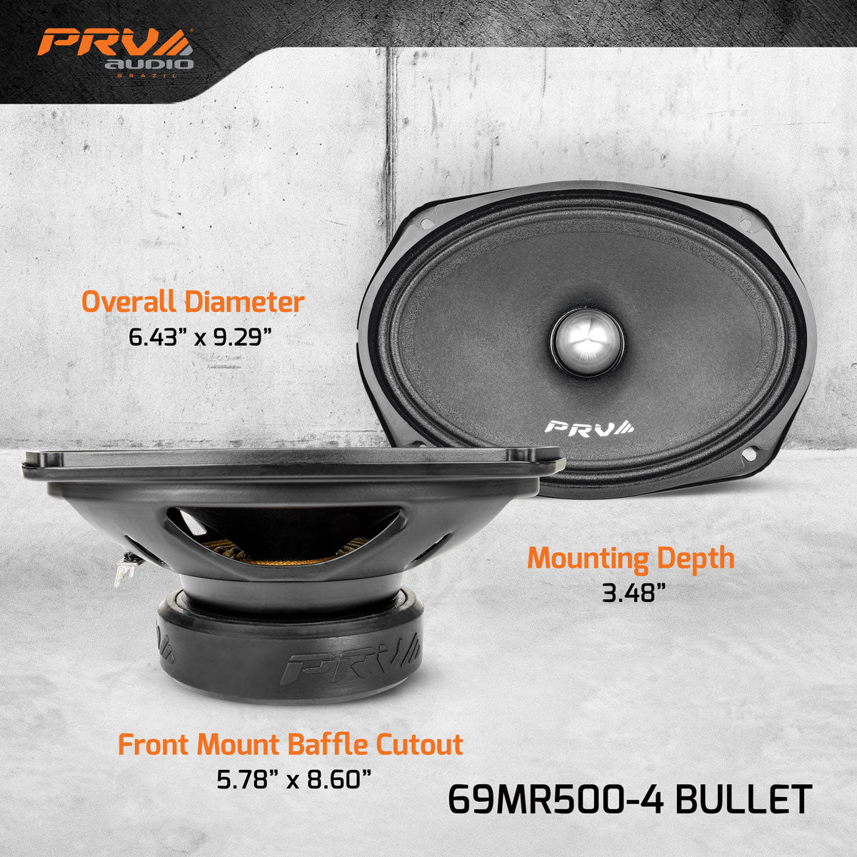 PRV Audio 69MR500-4 BULLET 500W Midrange Speaker (Single)