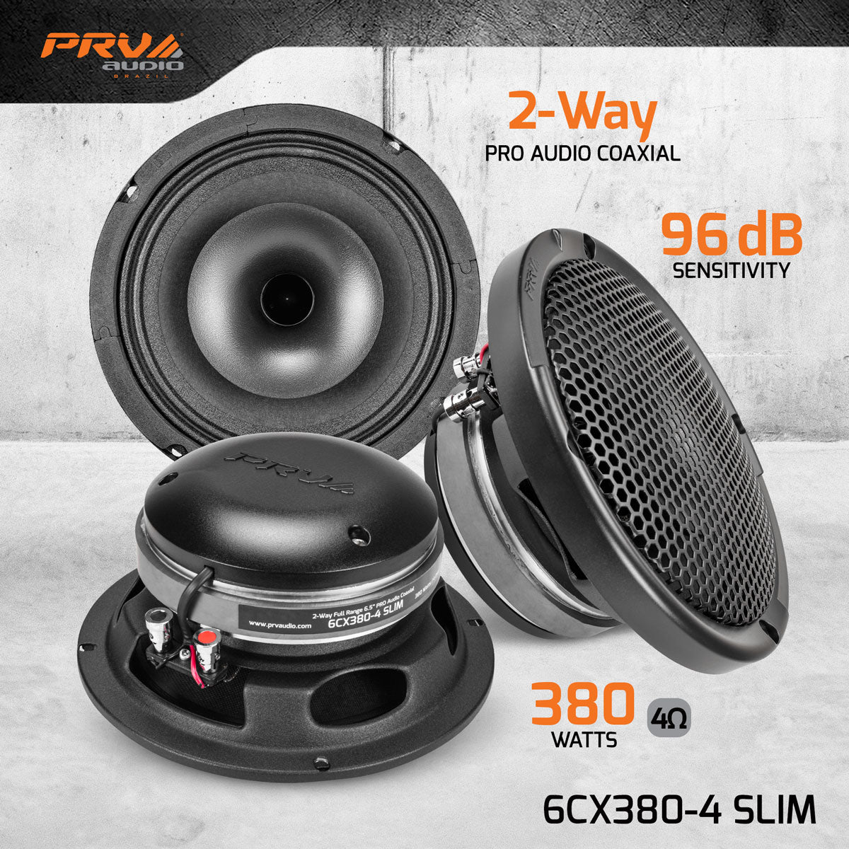 PRV Audio 6CX380-4 SLIM | 6.5" 380W RMS Coaxial Speaker (Single)