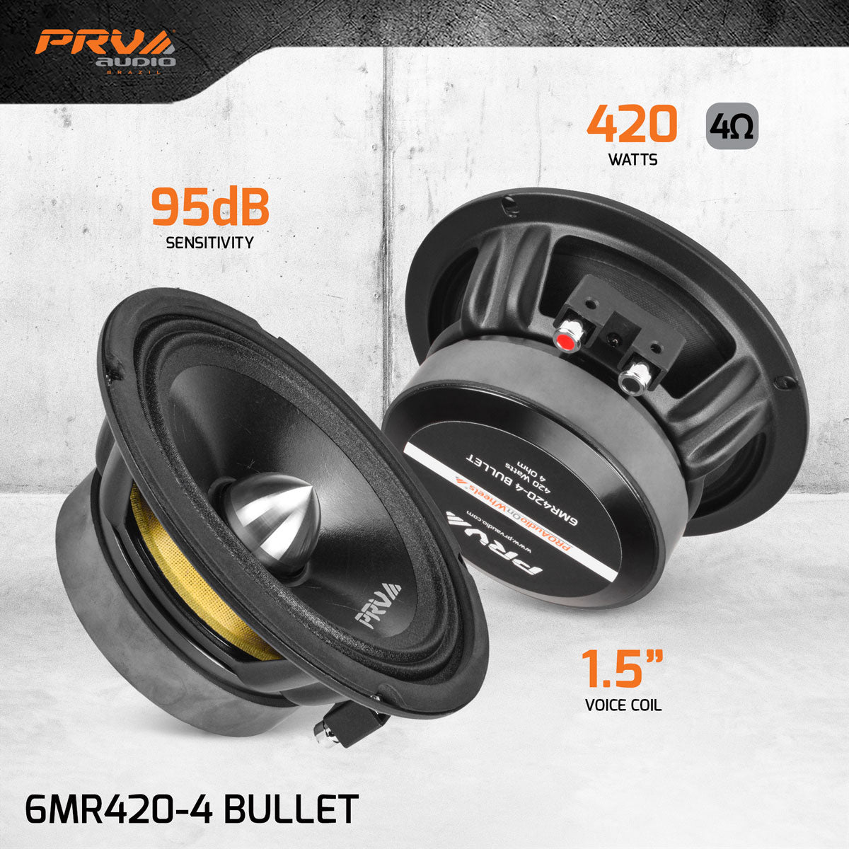 PRV Audio Bundle (2) 6MR420-4 6.5" Midrange Speakers & (2) TW500Ti-4 Pro Tweeters