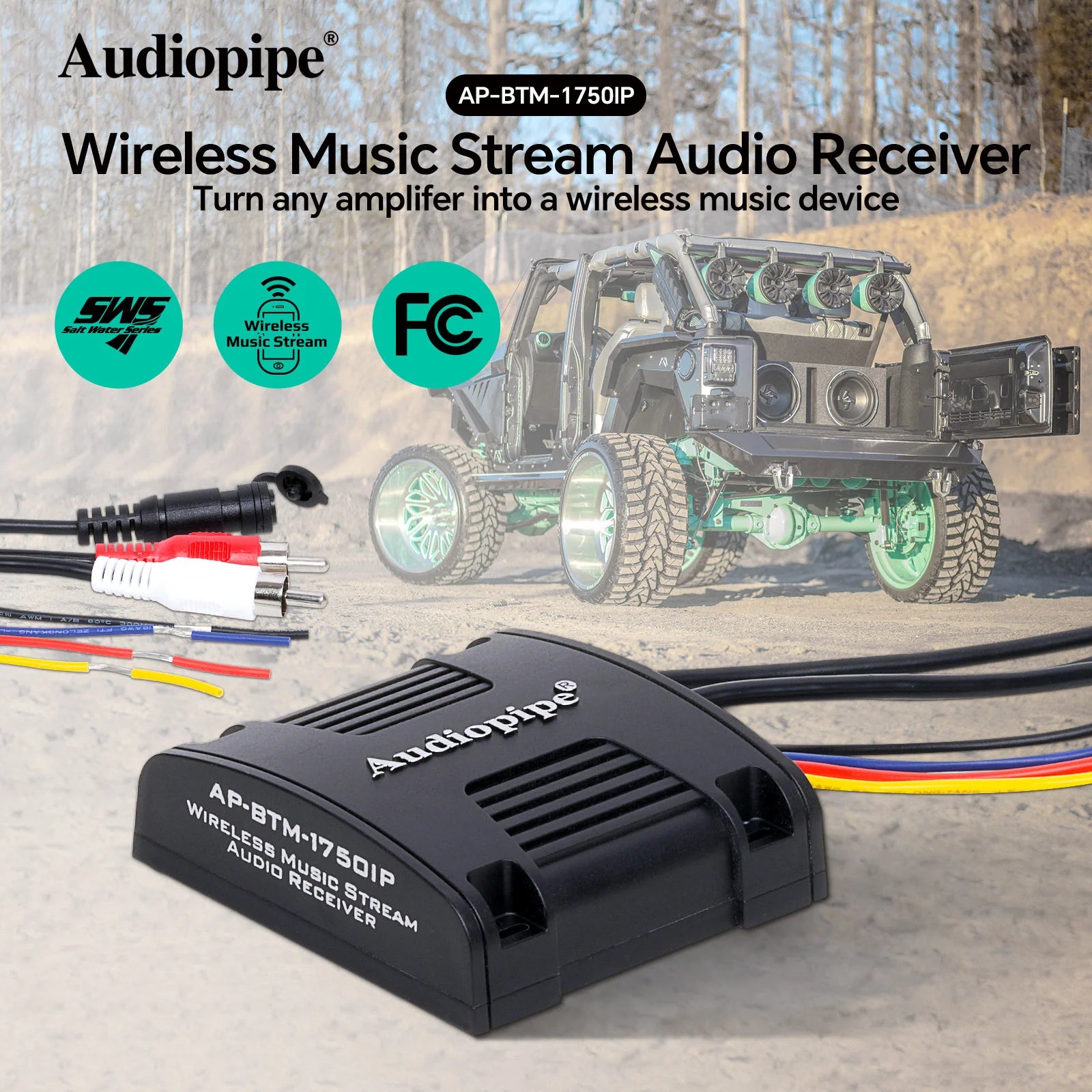 Audiopipe AP-BTM-1750IP Wireless Music Stream Audio Receiver