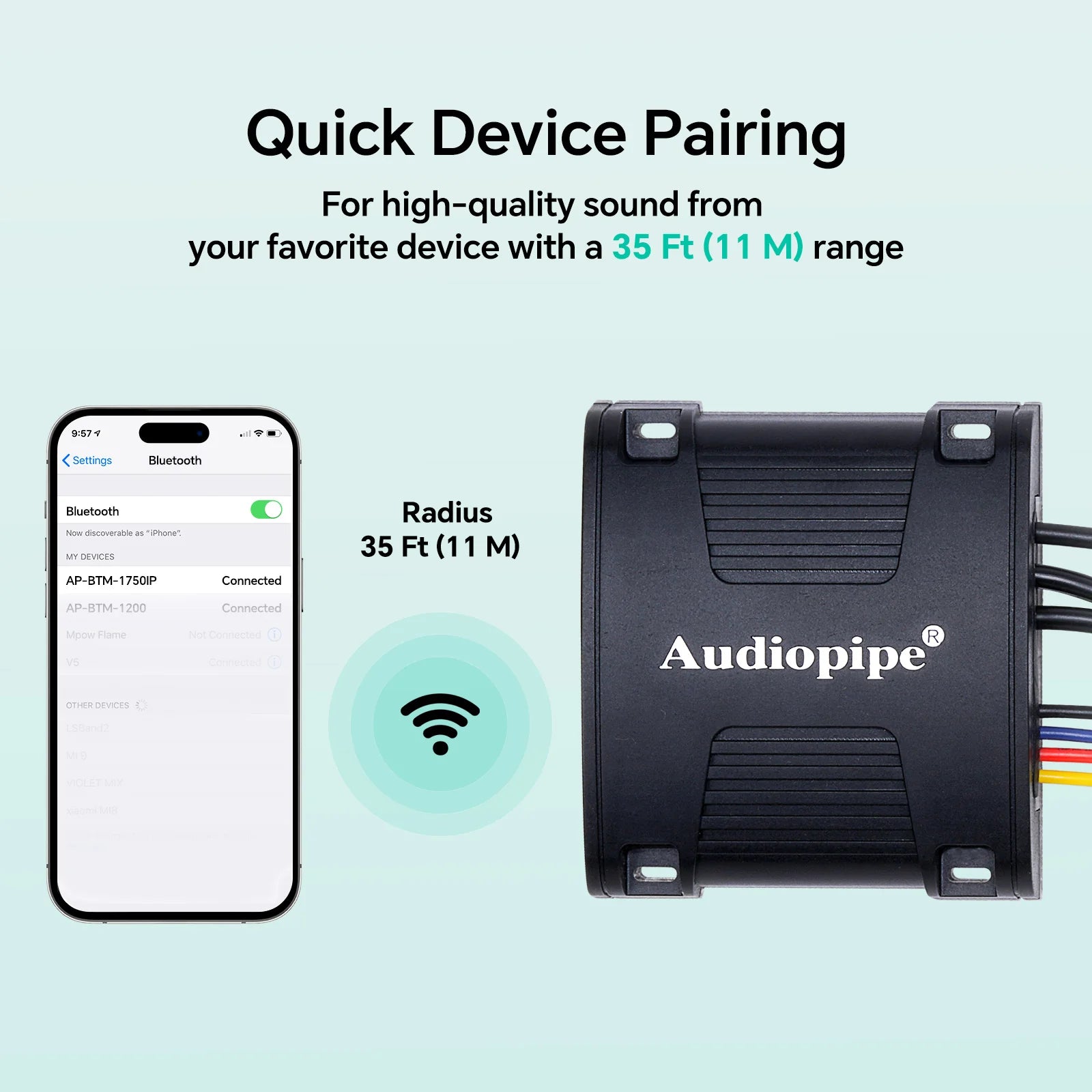 Audiopipe AP-BTM-1750IP Wireless Music Stream Audio Receiver