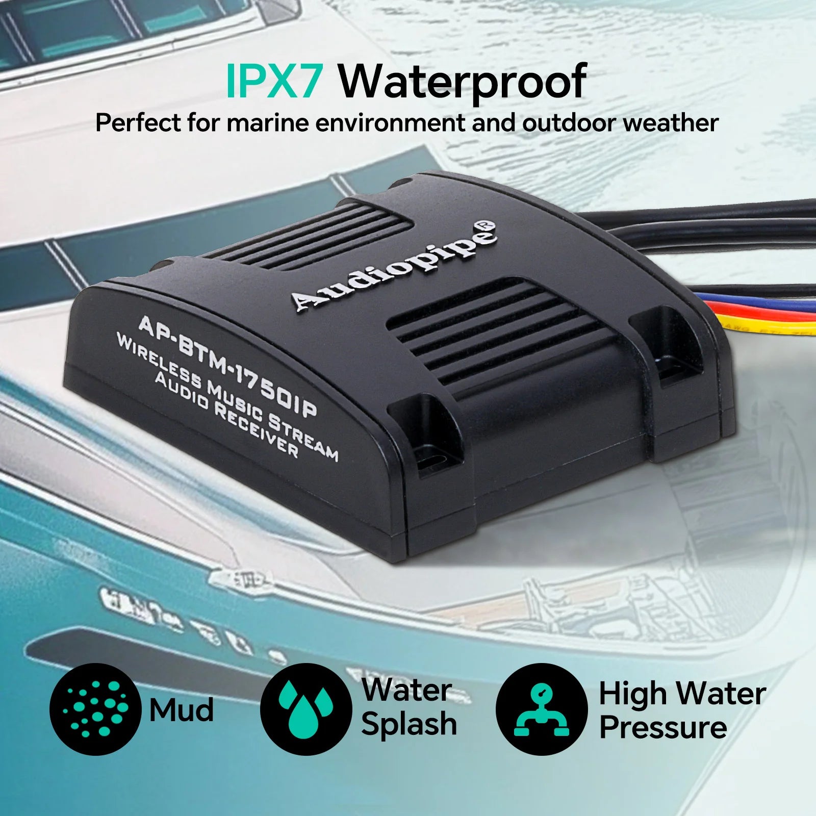 Audiopipe AP-BTM-1750IP Wireless Music Stream Audio Receiver