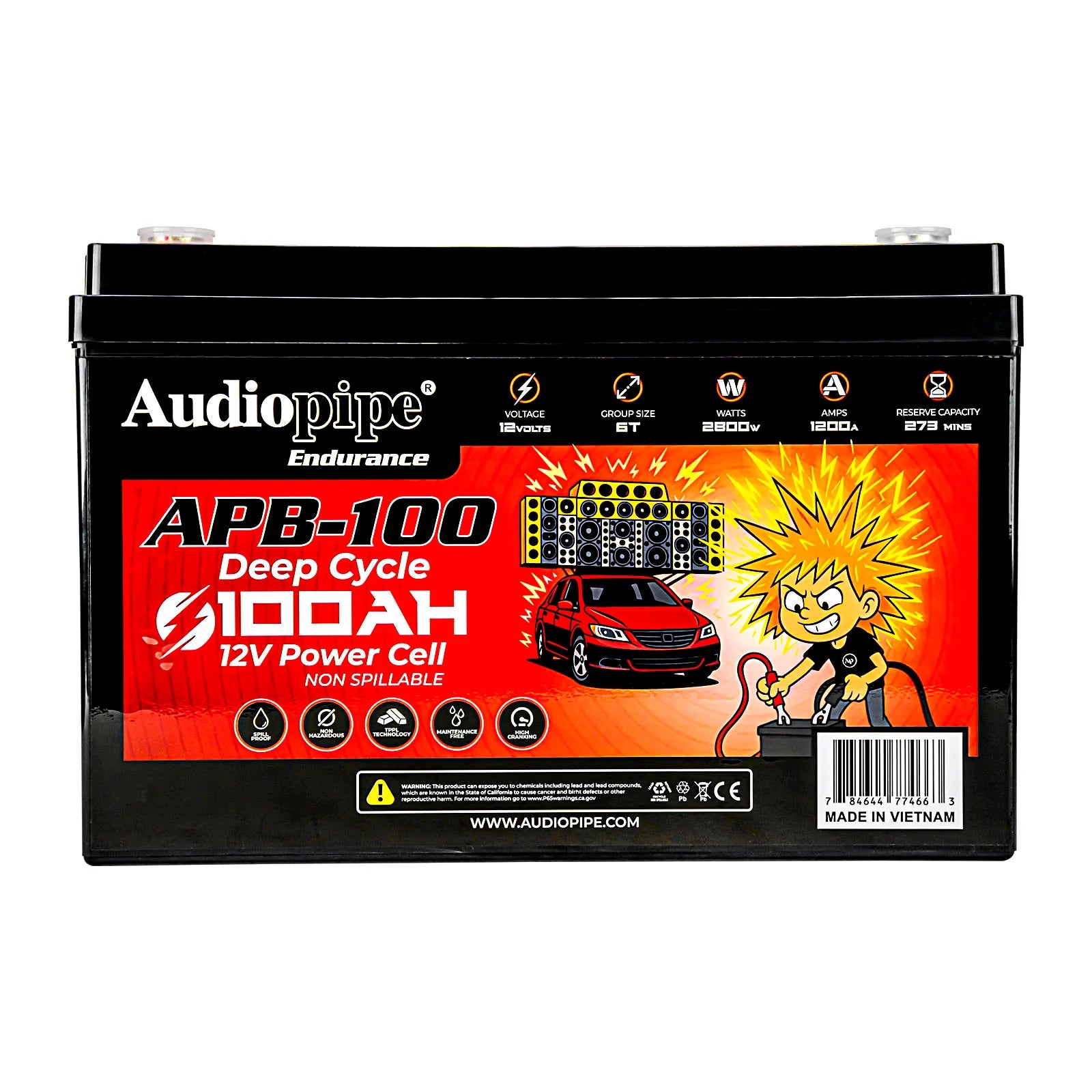 Audiopipe APB-100 Deep Cycle 100AH 12V Power Cell Battery