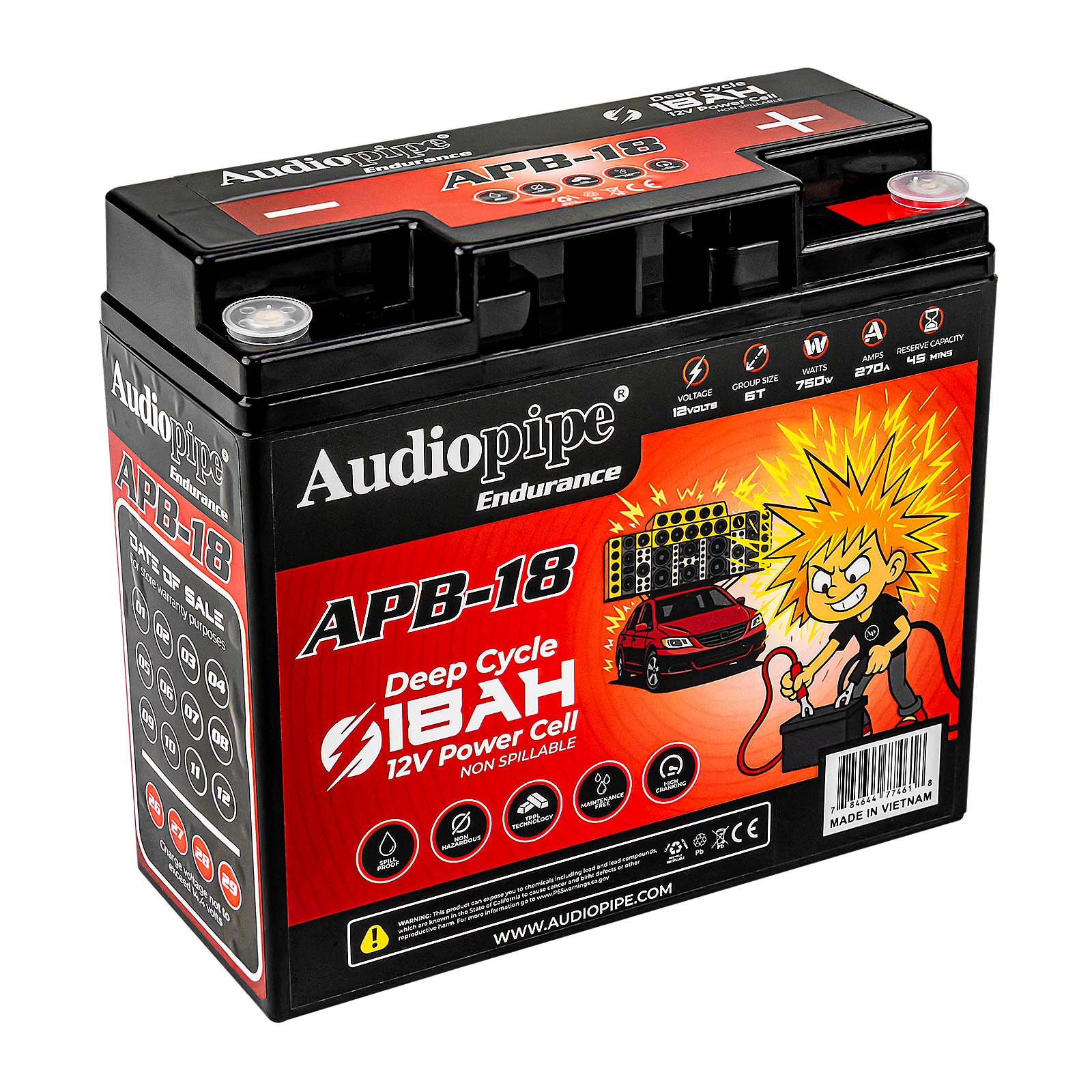 Audiopipe APB-18 Deep Cycle 18AH 12V Power Cell Battery