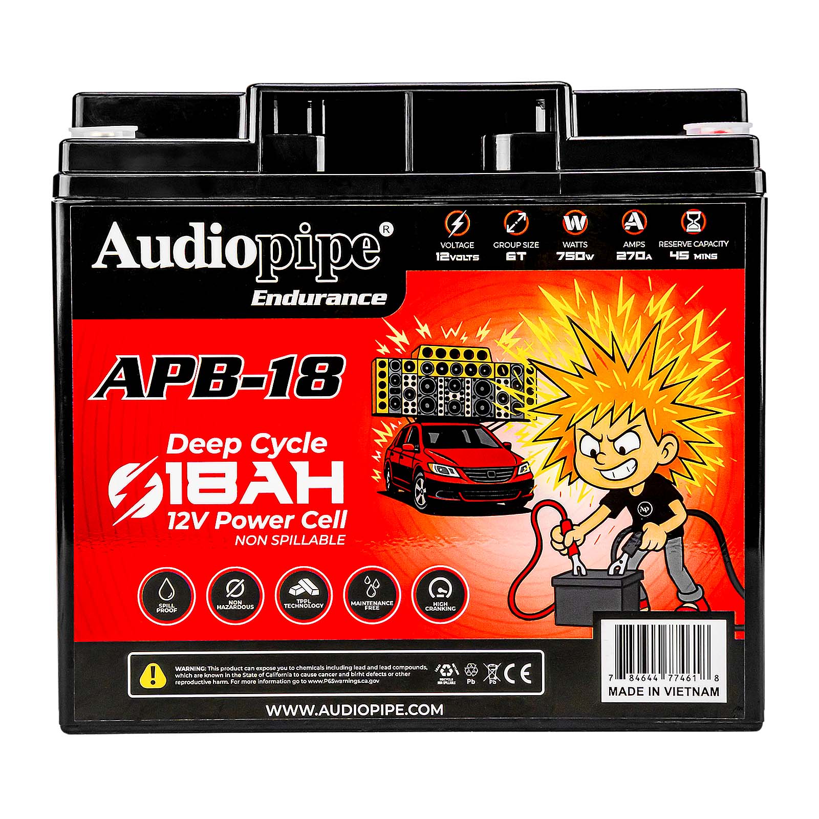 Audiopipe APB-18 Deep Cycle 18AH 12V Power Cell Battery
