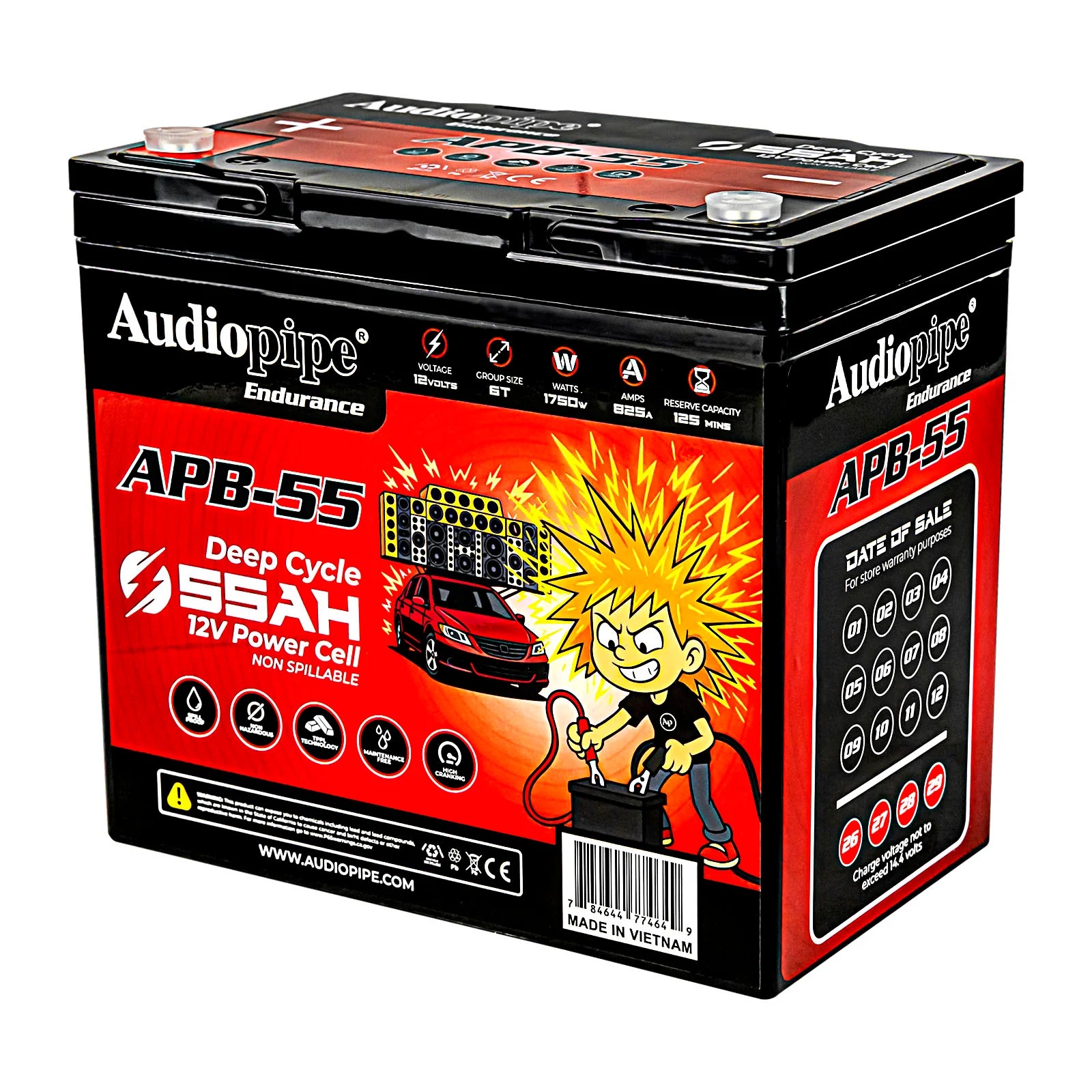 Audiopipe APB-55 Deep Cycle 55AH 12V Power Cell Battery