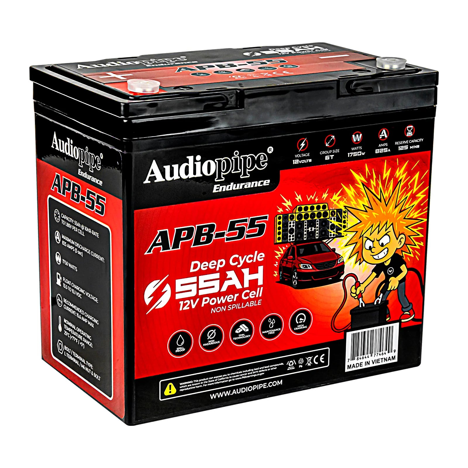 Audiopipe APB-55 Deep Cycle 55AH 12V Power Cell Battery