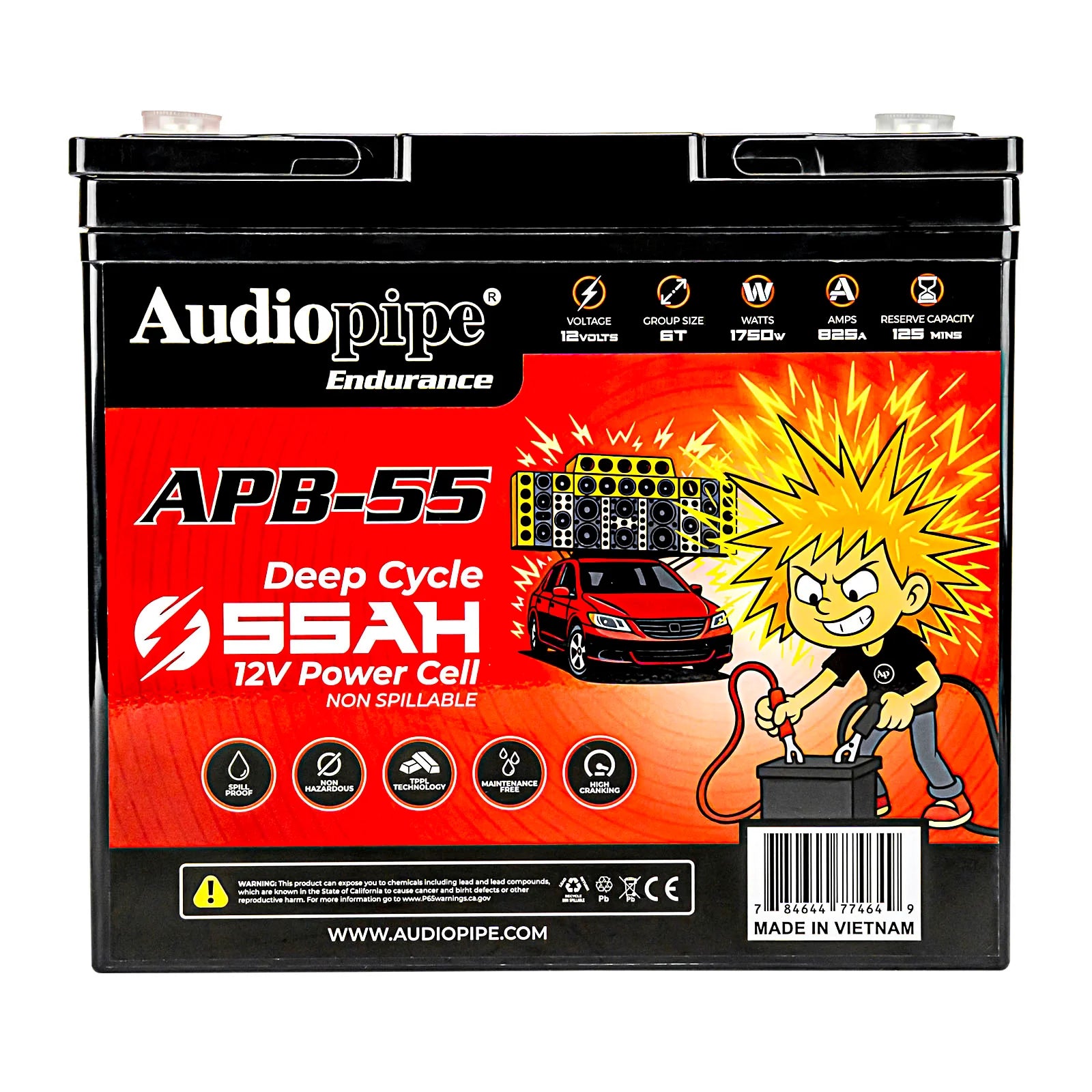 Audiopipe APB-55 Deep Cycle 55AH 12V Power Cell Battery