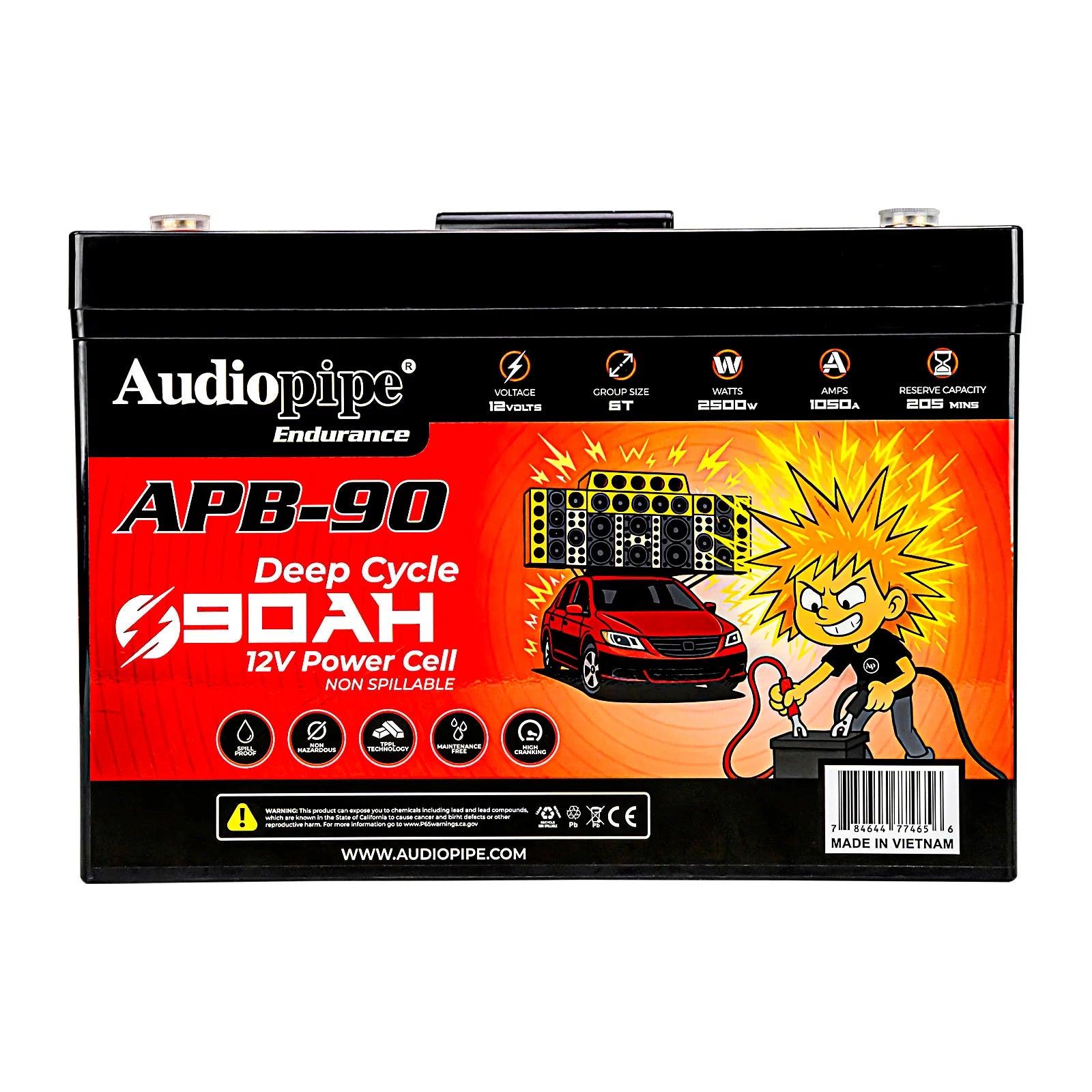 Audiopipe APB-90 Deep Cycle 90AH 12V Power Cell Battery