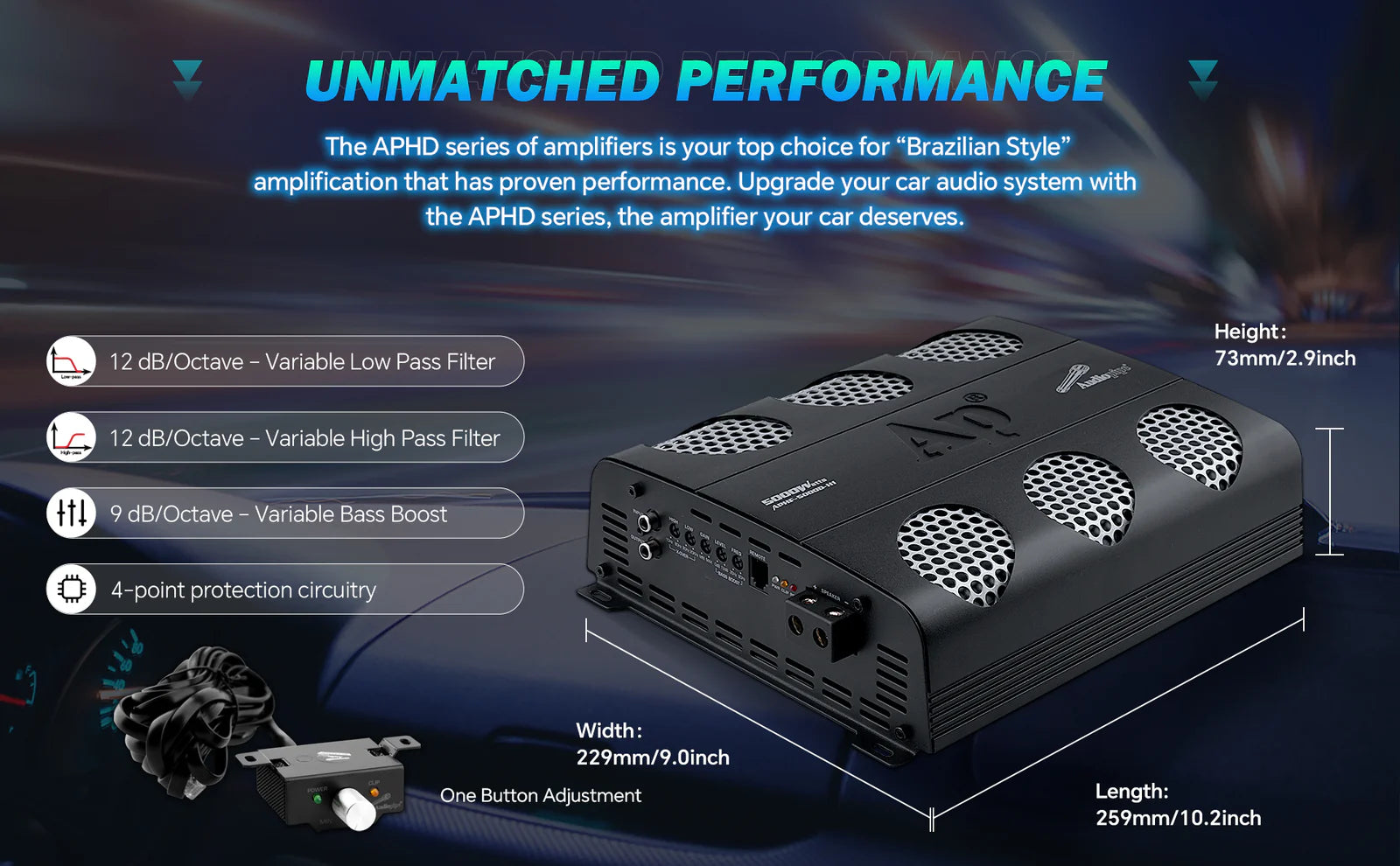 Audiopipe APHF-5000D-H2 | 5000 Watts Full Range Monoblock Amplifier 2-Ohm
