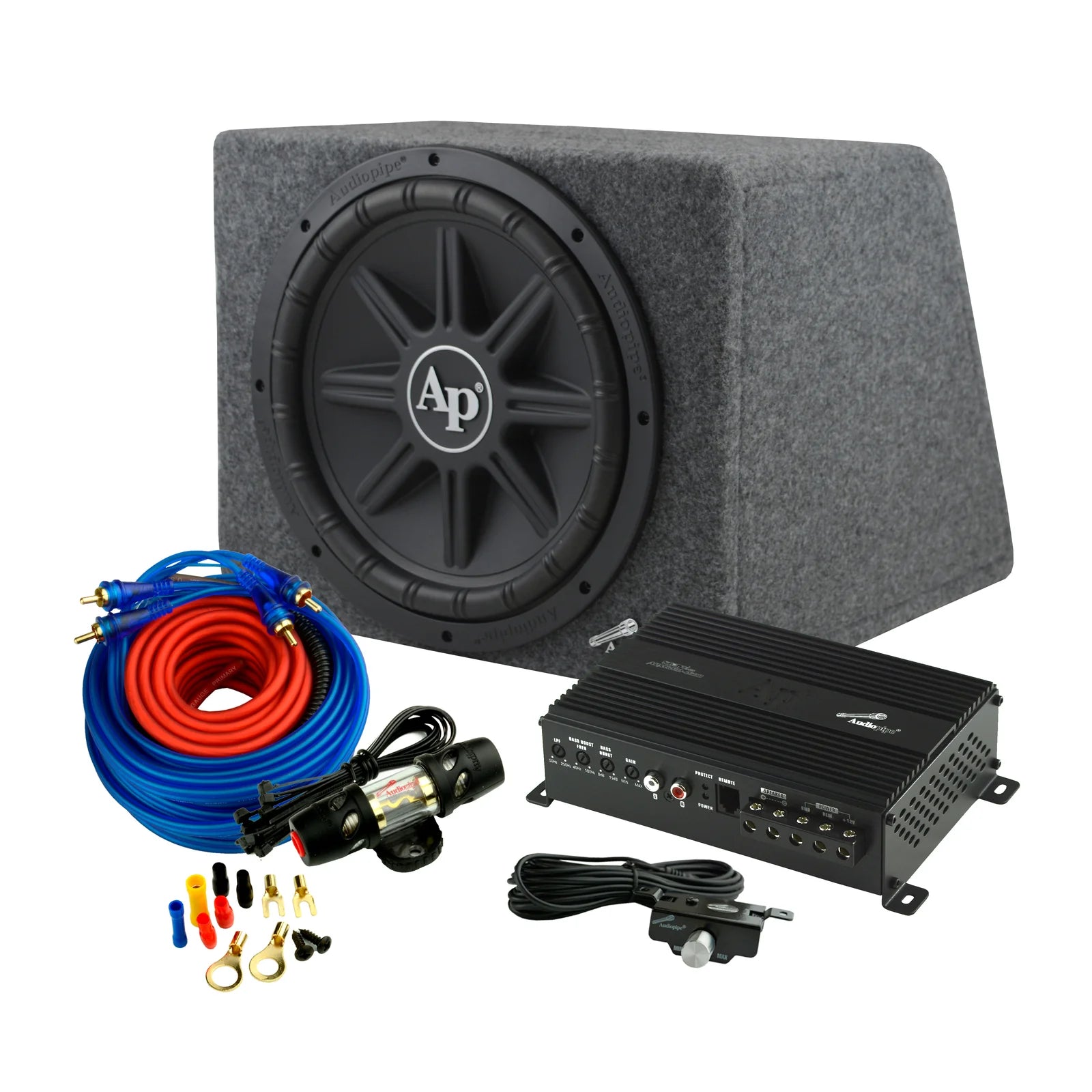 Audiopipe APSB-12112PX Single 12" 500W RMS Bass Package w/ Amp, Wires & Box