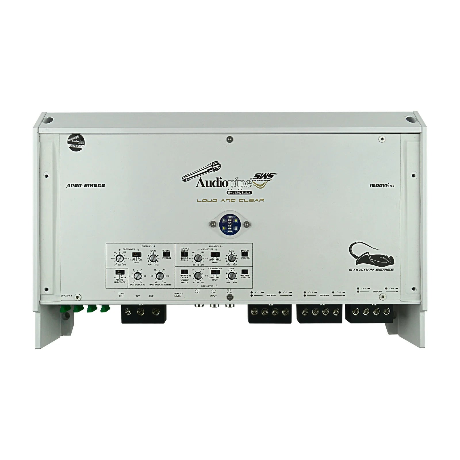 Audiopipe APSR-6185GS-3000W 6-Channel Class D Marine Amplifier