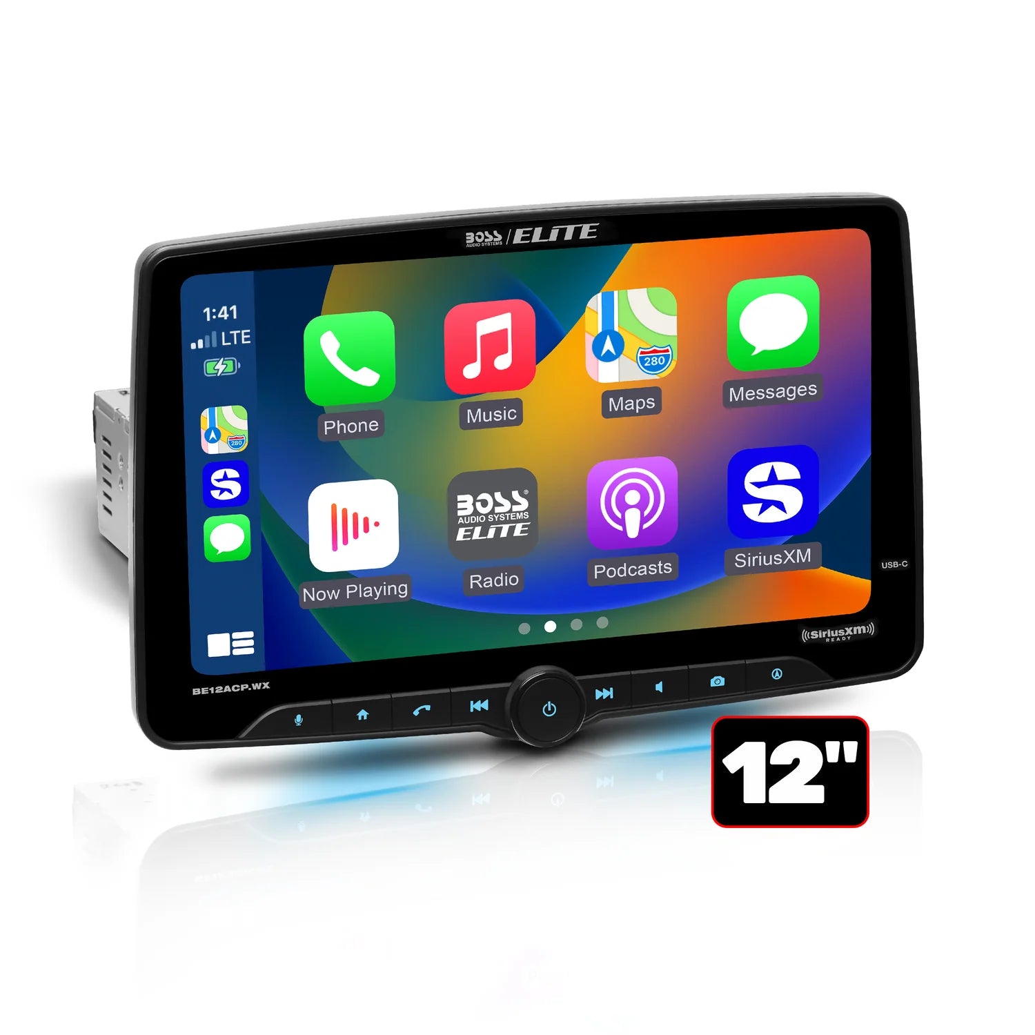 Boss Elite BE12ACP.WX 12" Single Din Wireless Apple Carplay/Android Auto