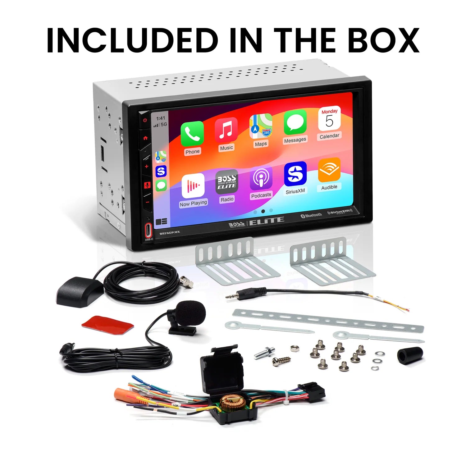 Boss Elite BE7ACP.WX 7" Double Din Touchscreen w/ Wireless Apple Carplay/Android Auto XM Ready