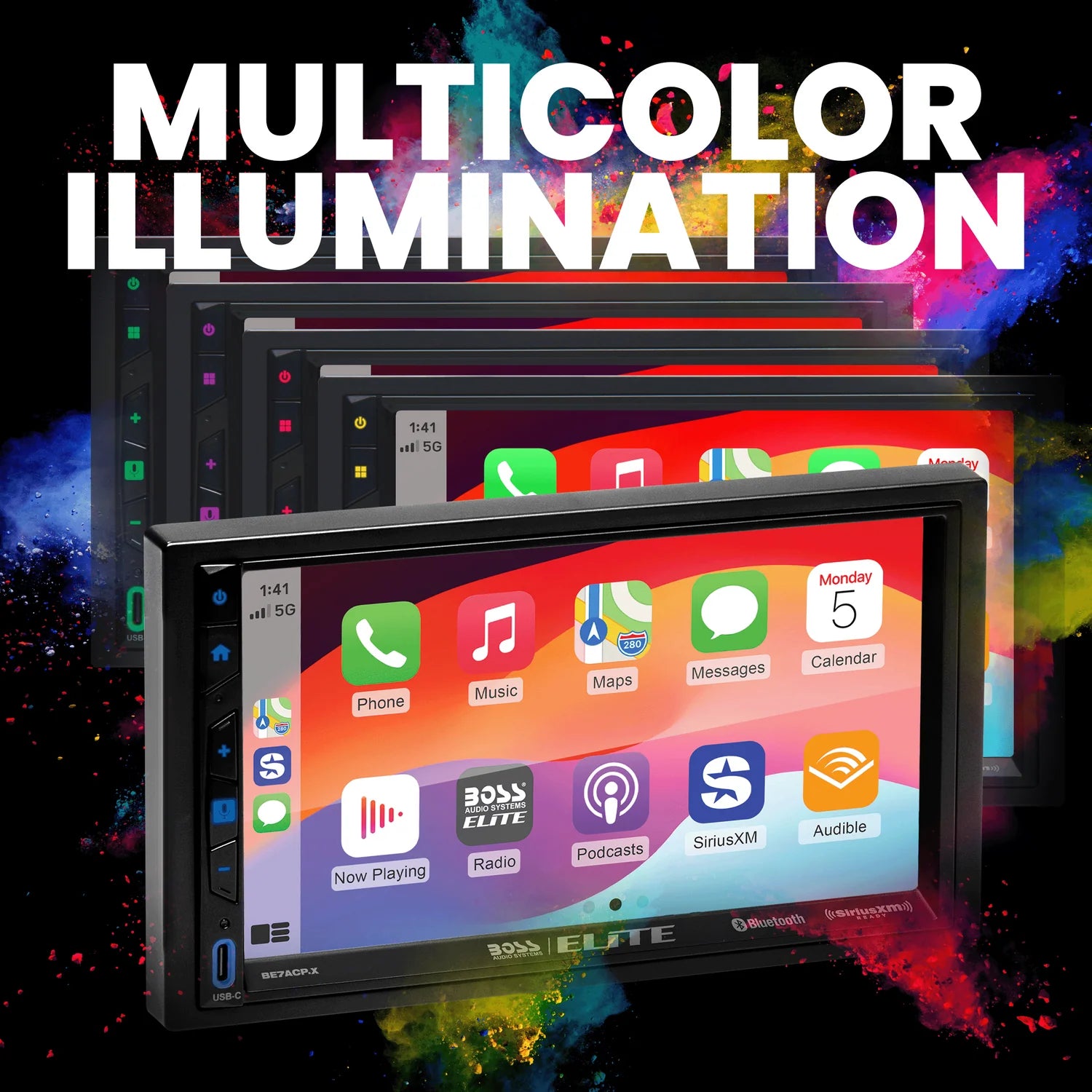 Boss Elite BE7ACP.WX 7" Double Din Touchscreen w/ Wireless Apple Carplay/Android Auto XM Ready