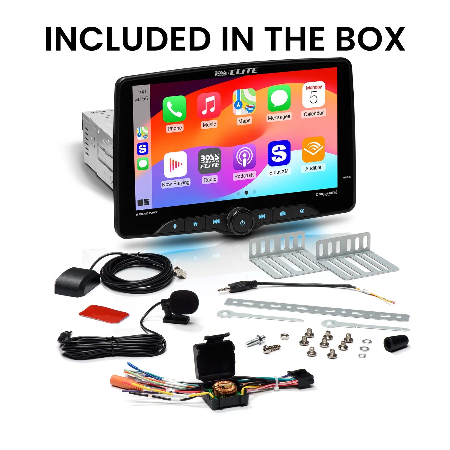 Boss Elite BE9ACP.WX 9" Single Din Touchscreen w/ Wireless Apple Carplay/Android Auto XM Ready