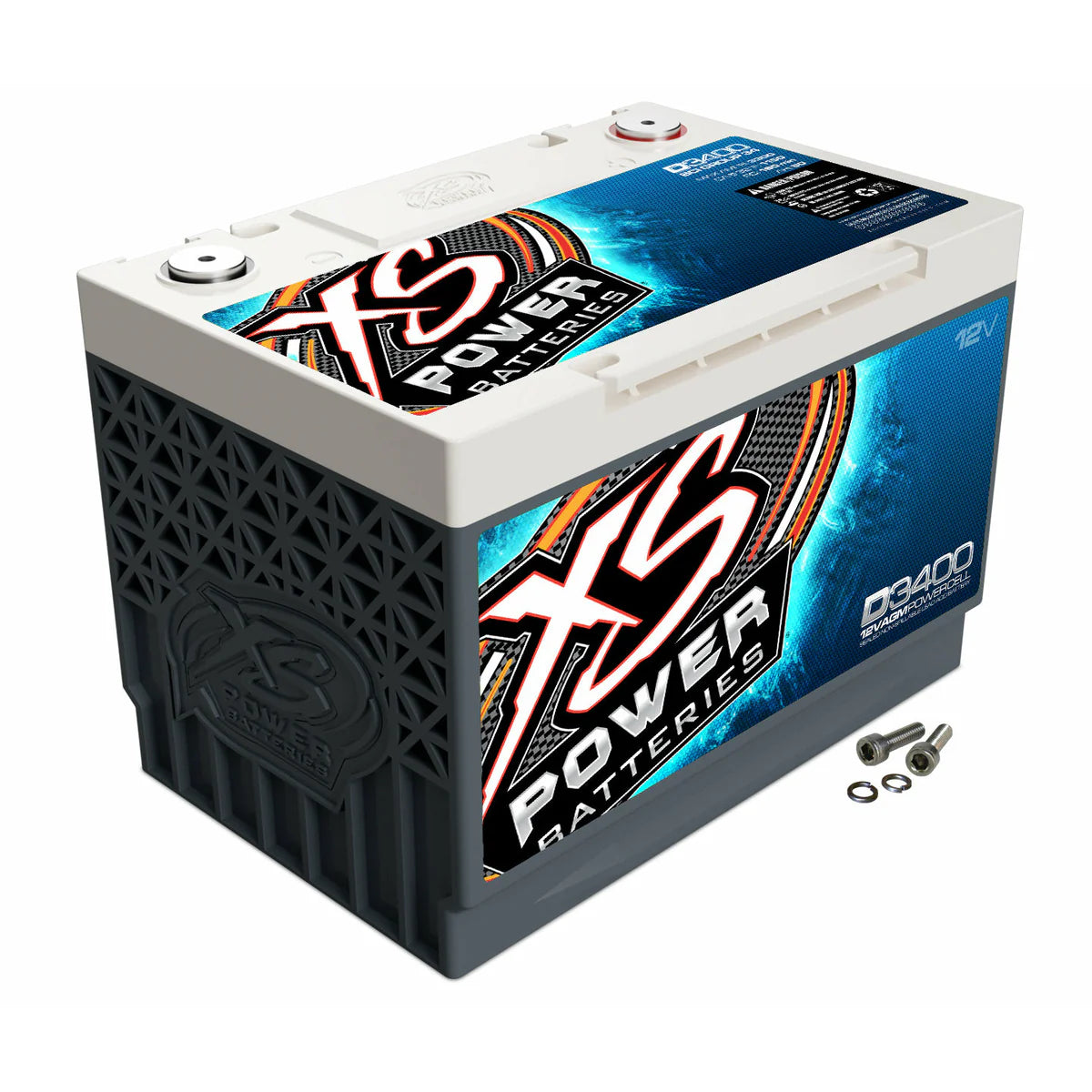 XS Power D3400 12V Group 34 AGM 3300 Amp Battery w/ FREE 580 Top Post Terminals